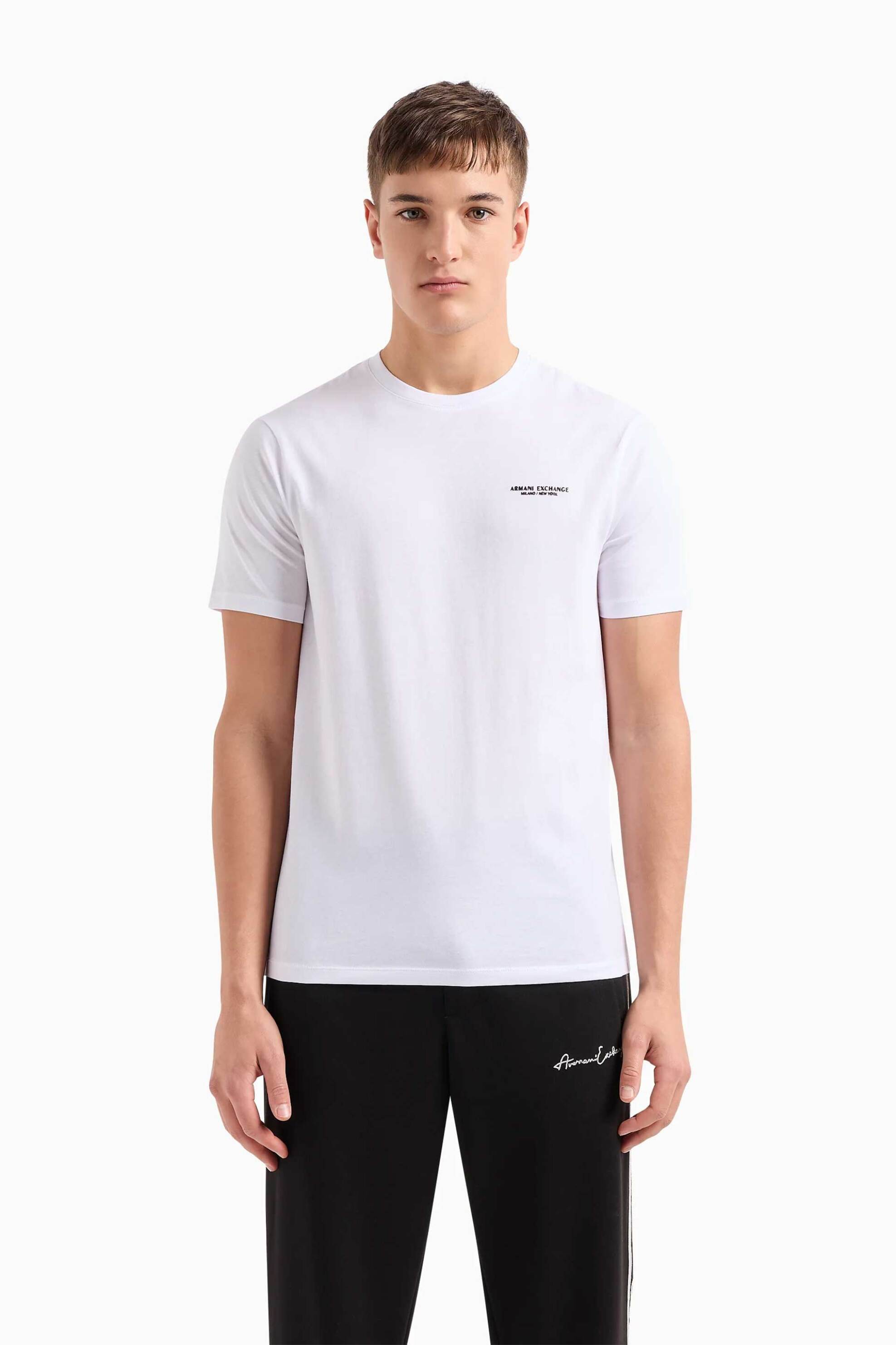 ARMANI EXCHANGE Armani Exchange ανδρικό T-shirt μονόχρωμο με logo print Regular Fit - 8NZT91Z8H4Z Λευκό