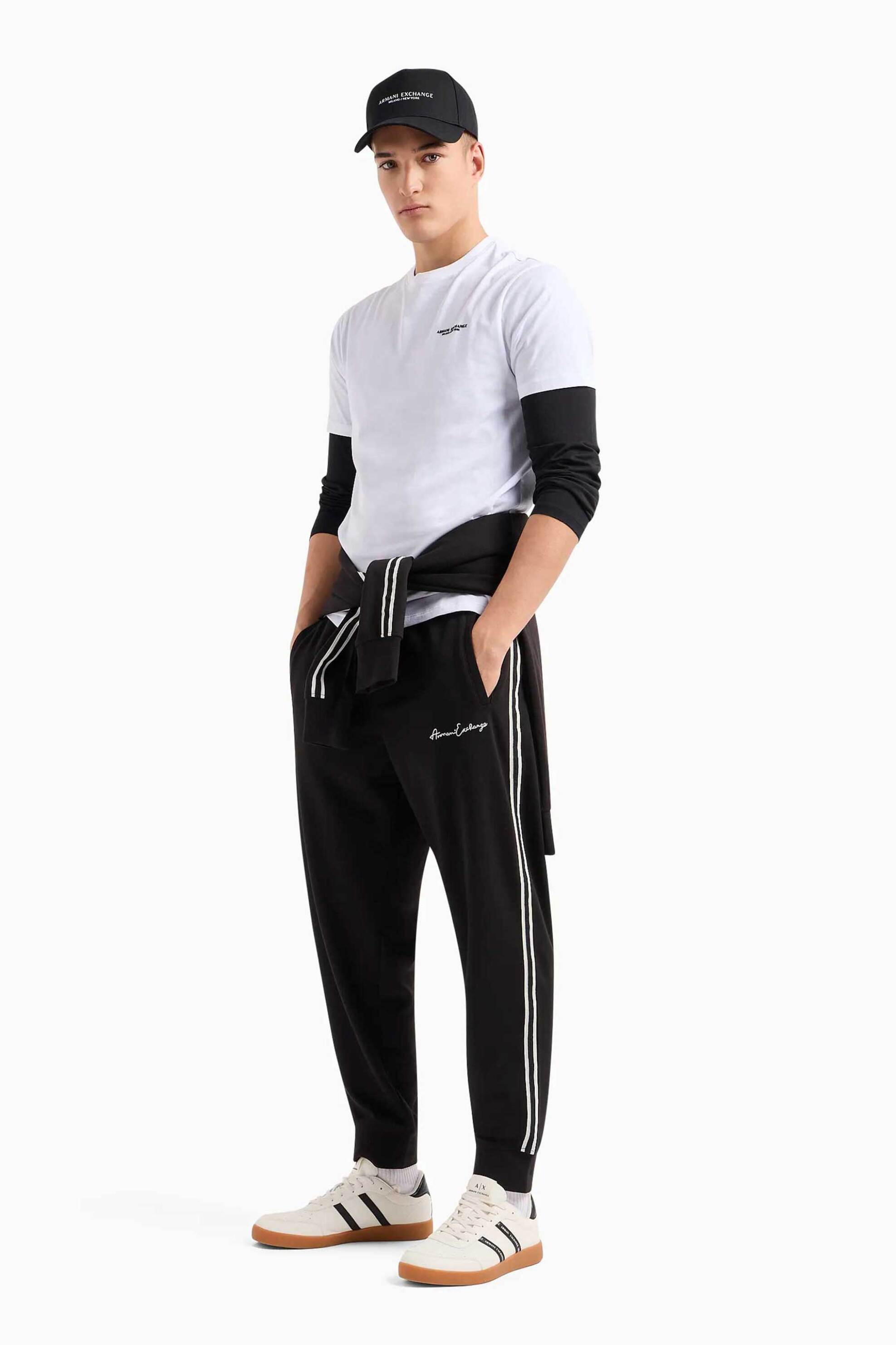 Armani Exchange ανδρικό T-shirt μονόχρωμο με logo print Regular Fit - 8NZT91Z8H4Z Λευκό φωτογραφία