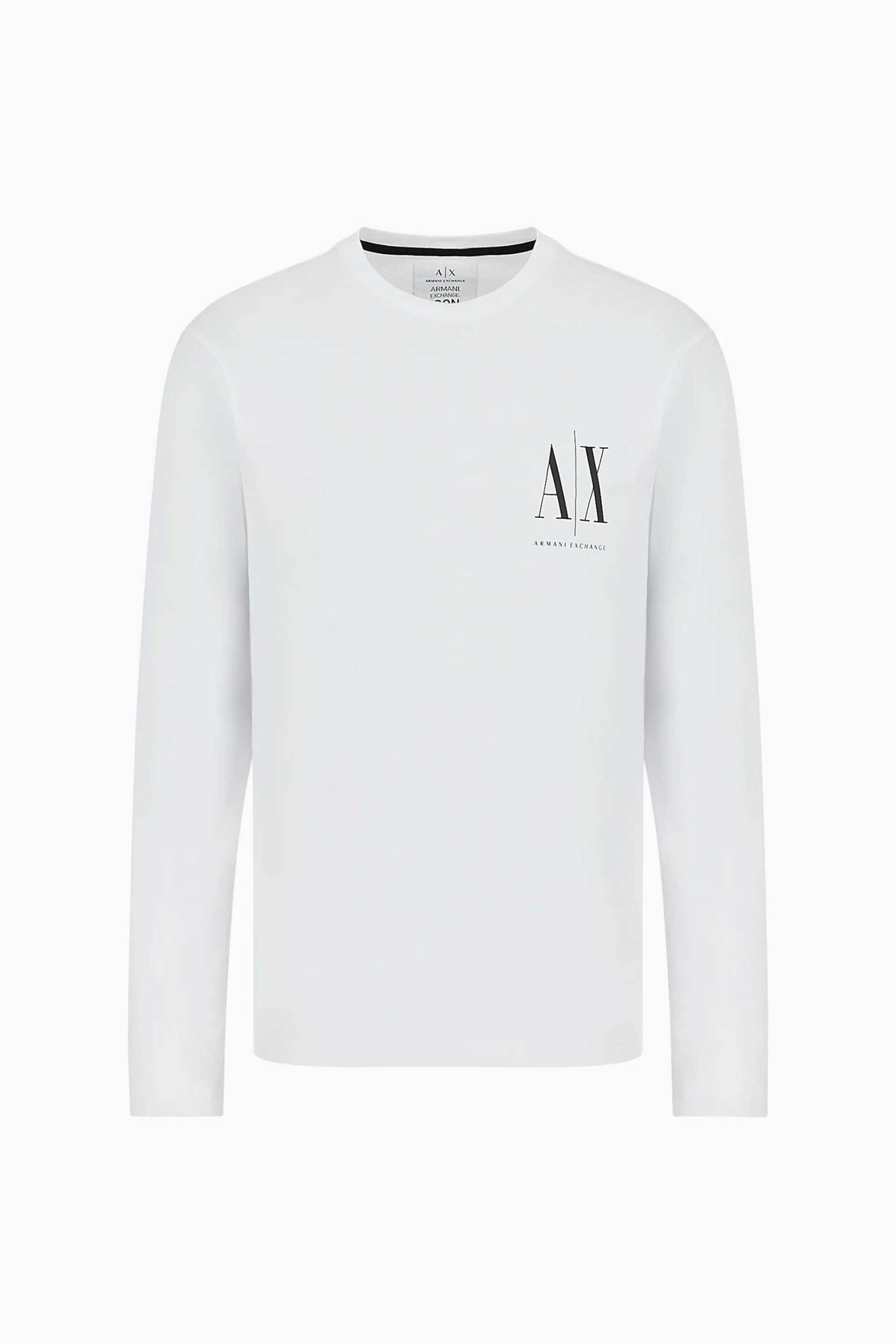 Armani Exchange ανδρική μακρυμάνικη μπλούζα με λογότυπο - 8NZTPLZJH4Z Λευκό