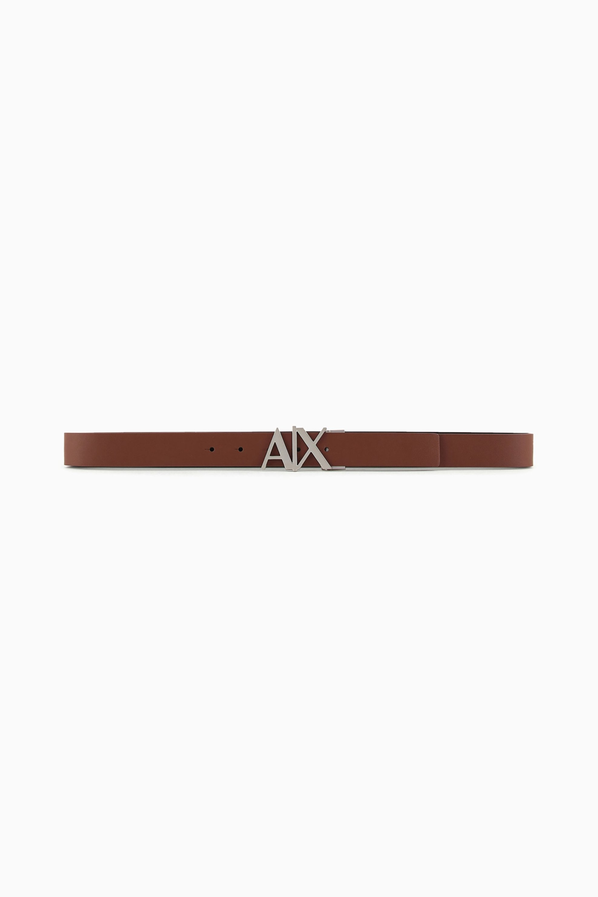 Armani Exchange Ανδρική Δερμάτινη Ζώνη Διπλής Όψης με Μεταλλικό Monogram - 951017Cc505 Καφέ