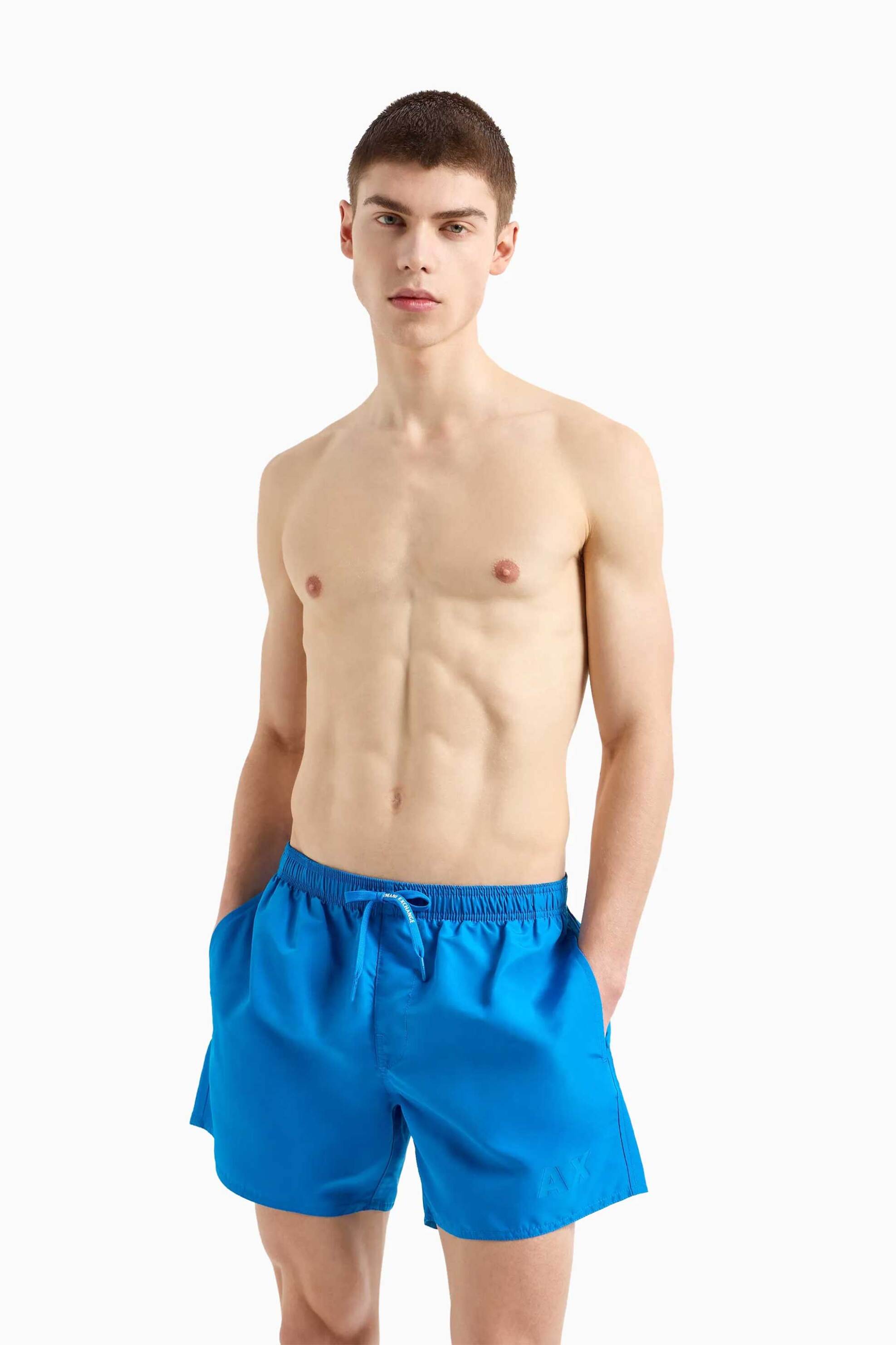 Armani Exchange ανδρικό μαγιό boxer με λογότυπο - 9530014R646 Μπλε