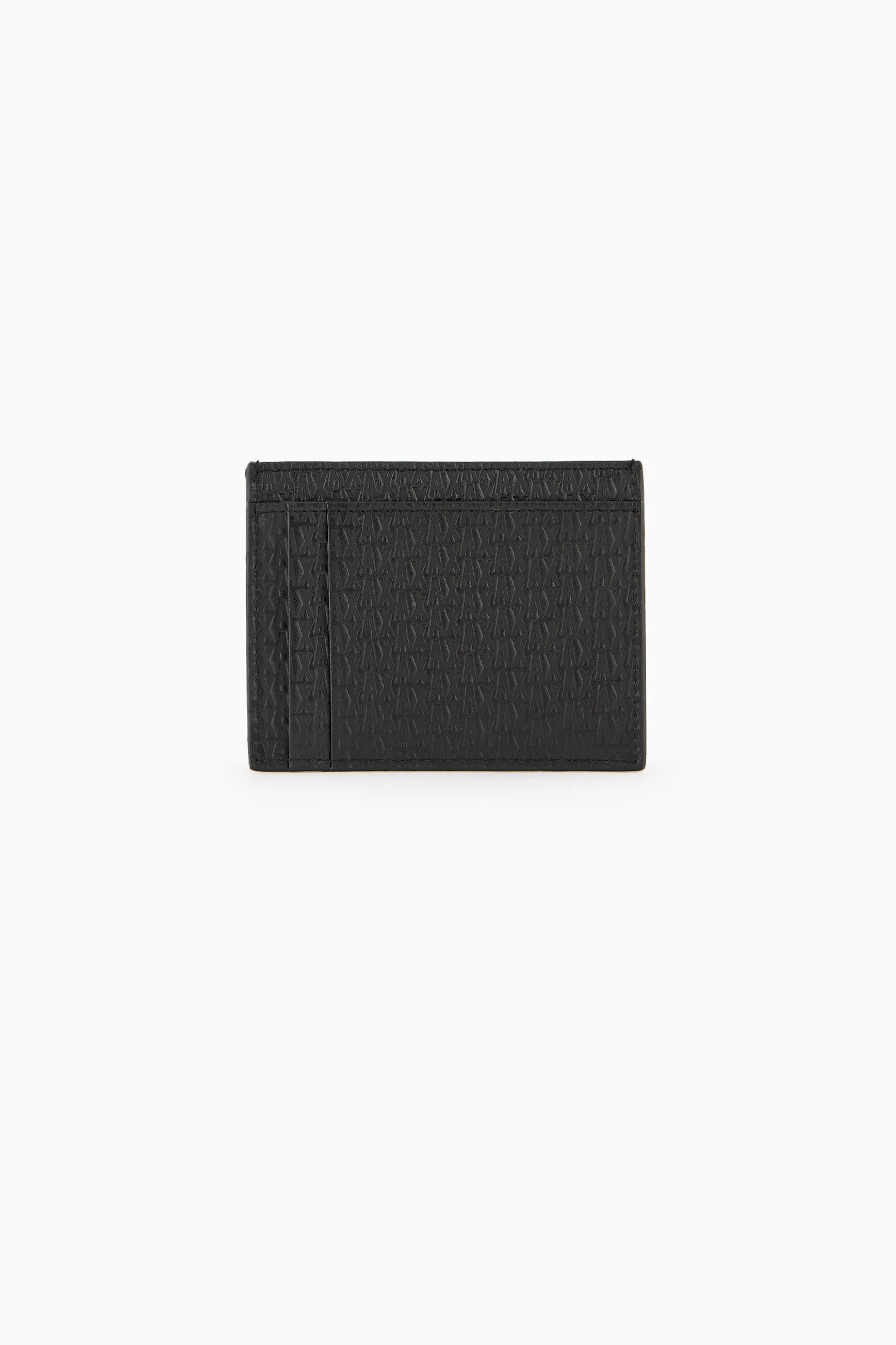 Armani Exchange ανδρική δερμάτινη θήκη για κάρτες με λογότυπο - 9580534R847 Μαύρο φωτογραφία