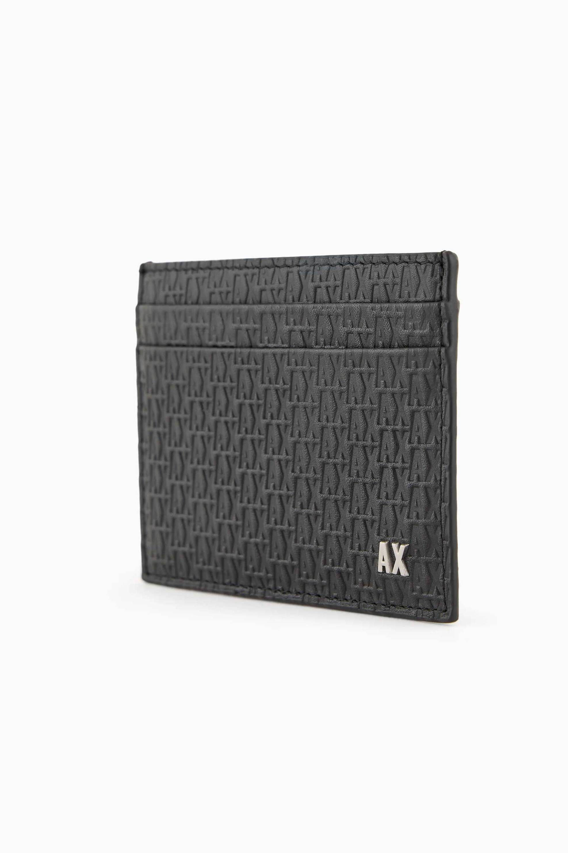 Armani Exchange ανδρική δερμάτινη θήκη για κάρτες με λογότυπο - 9580534R847 Μαύρο φωτογραφία