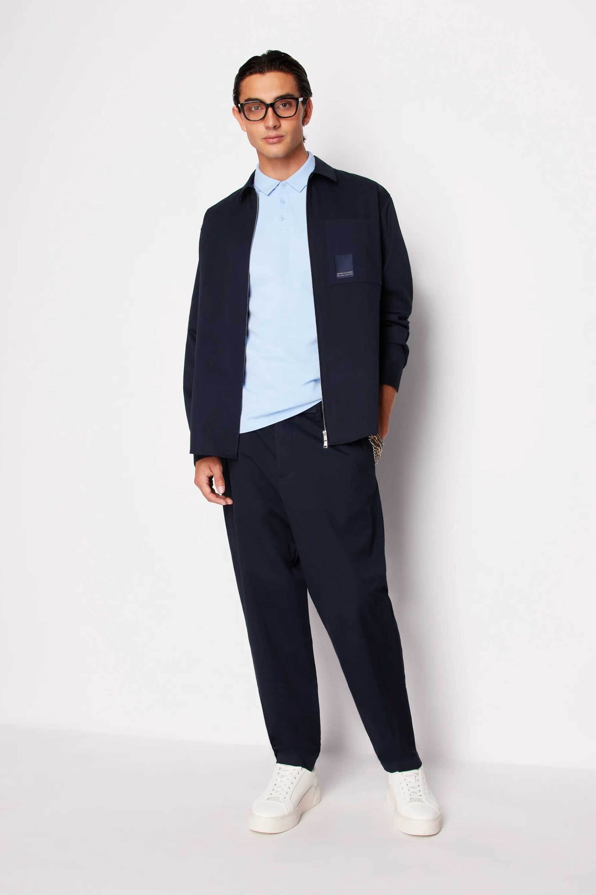 Armani Exchange ανδρικό ψηλόμεσο chino παντελόνι - 3DZP07ZN3TZ Μπλε Σκούρο