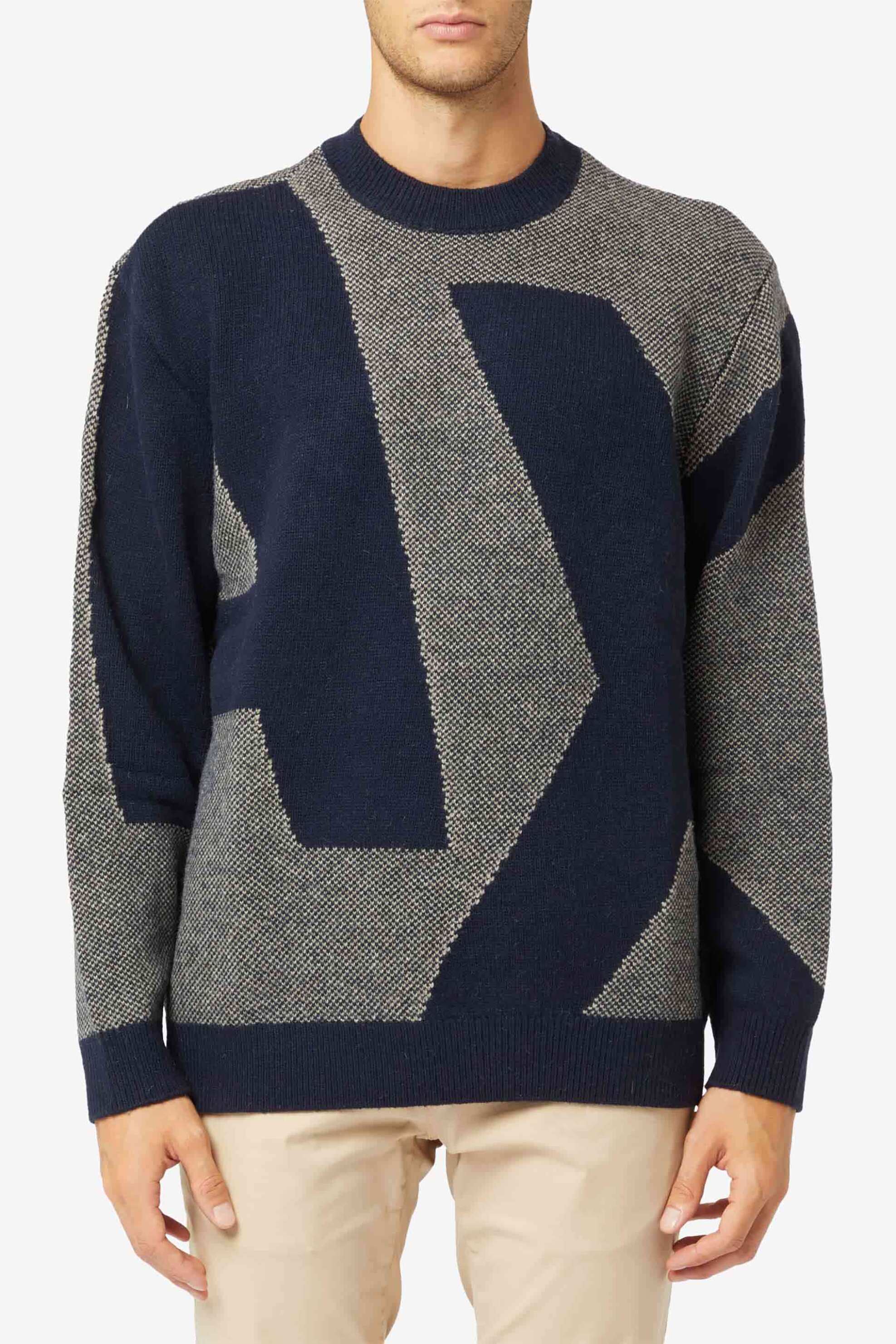 Armani Exchange ανδρικό πουλόβερ με μονόγραμμα Regular Fit - 6DZM2QZM4QZ Μπλε Σκούρο