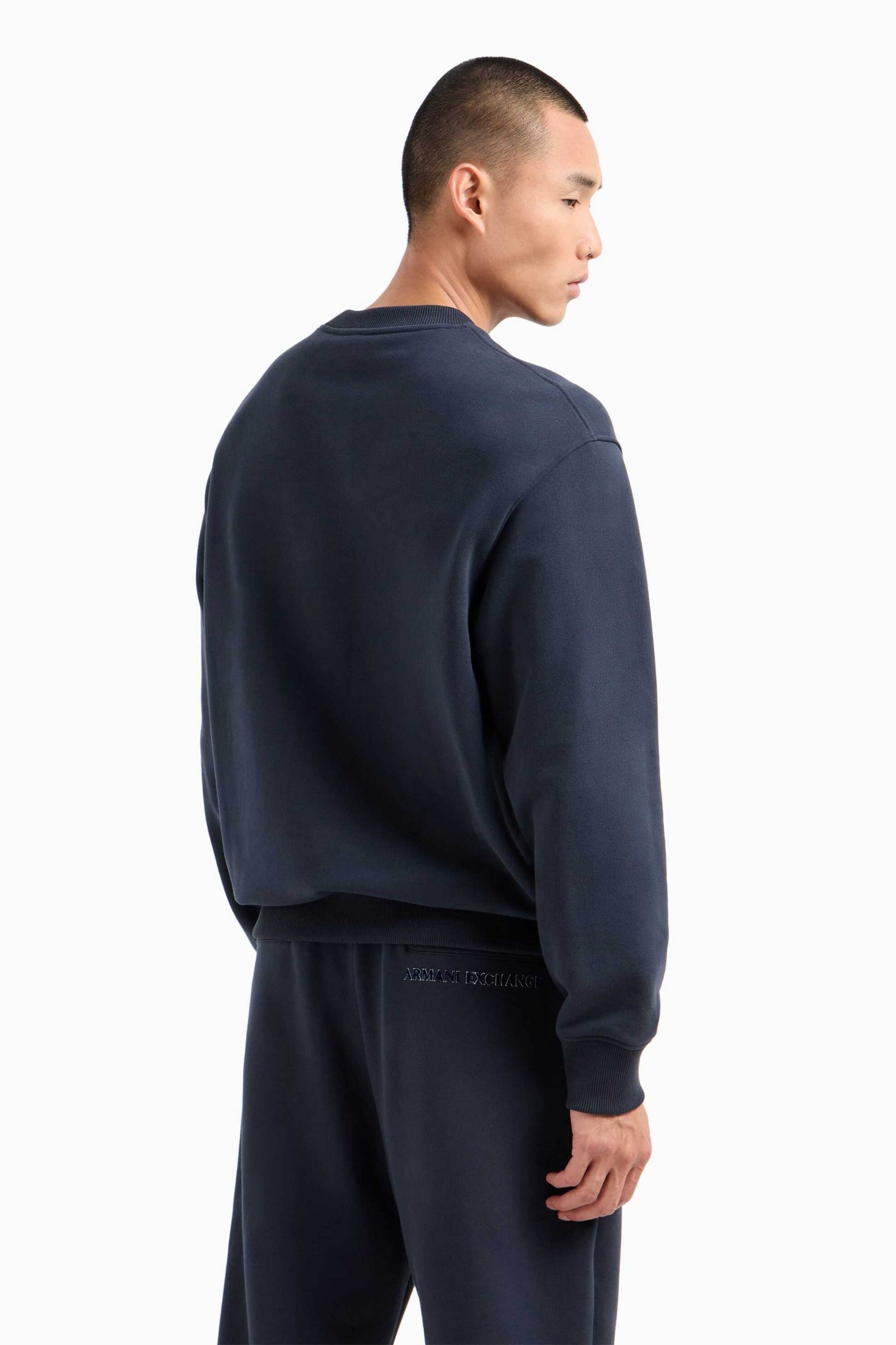 Armani Exchange ανδρική μπλούζα φούτερ με λογότυπο - 6DZMBAZJADZ Μπλε Σκούρο φωτογραφία