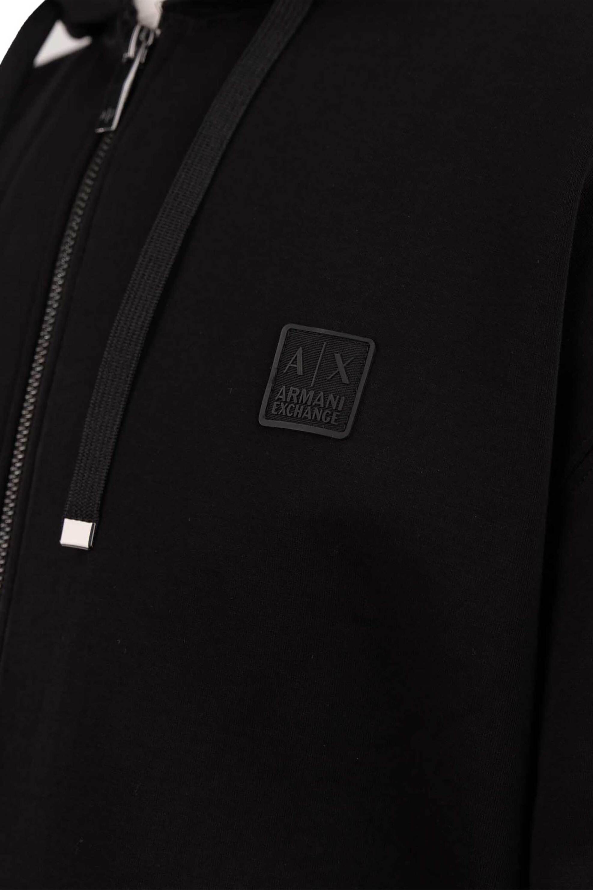 Armani Exchange ανδρική ζακέτα φούτερ με κουκούλα και λογότυπο Regular Fit - 6DZMHDZJNPZ Μαύρο φωτογραφία