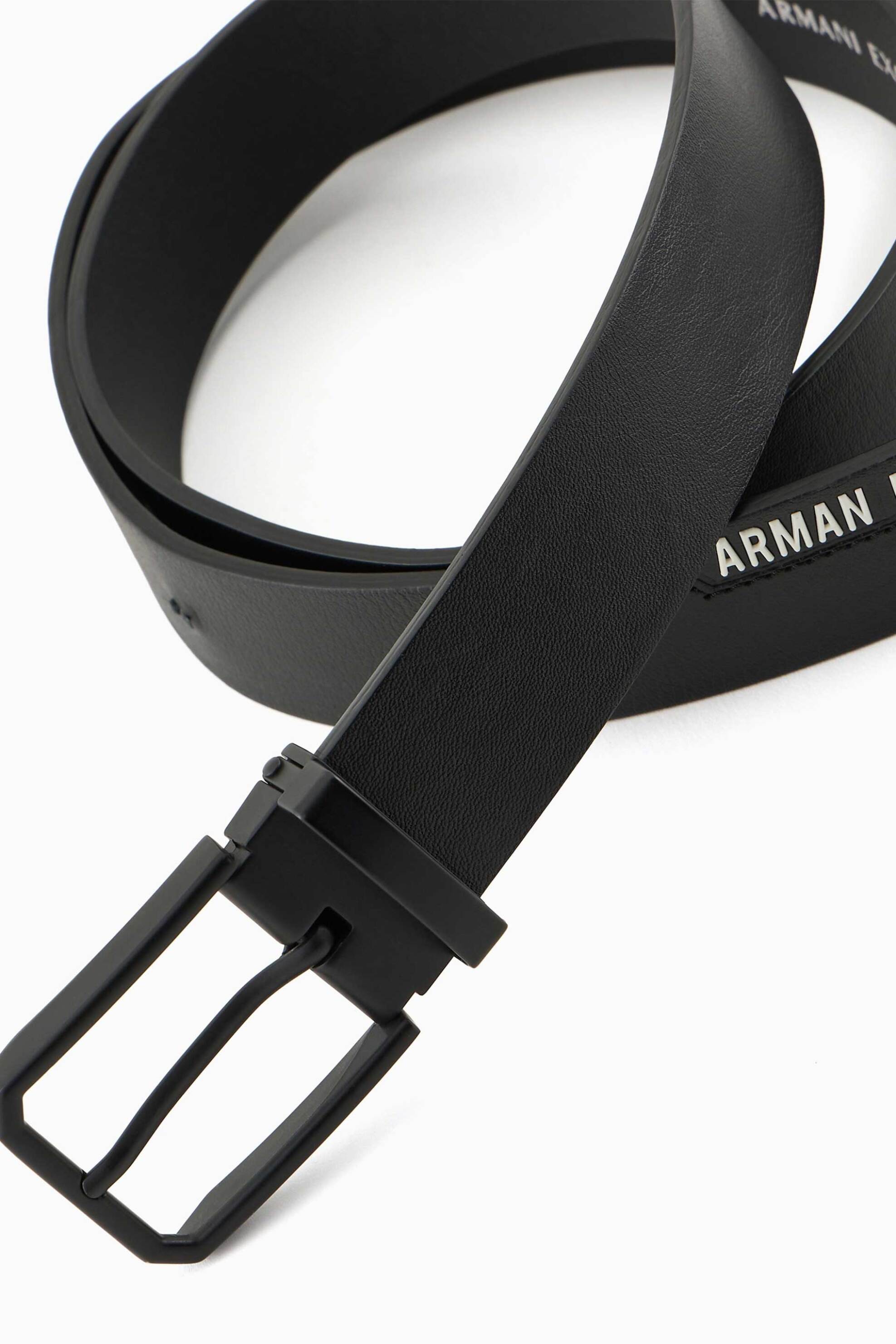Armani Exchange ανδρική δερμάτινη ζώνη με μεταλλική αγκράφα - 9514224F903 Μαύρο φωτογραφία