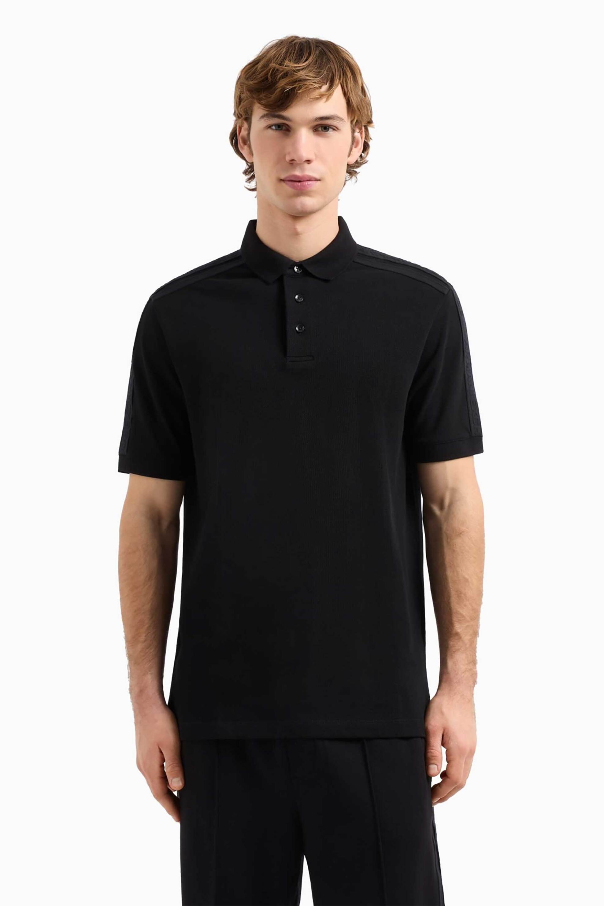 ARMANI EXCHANGE Armani Exchange ανδρική μπλούζα πόλο μονόχρωμη Regular Fit - XM000307AF10366 Μαύρο
