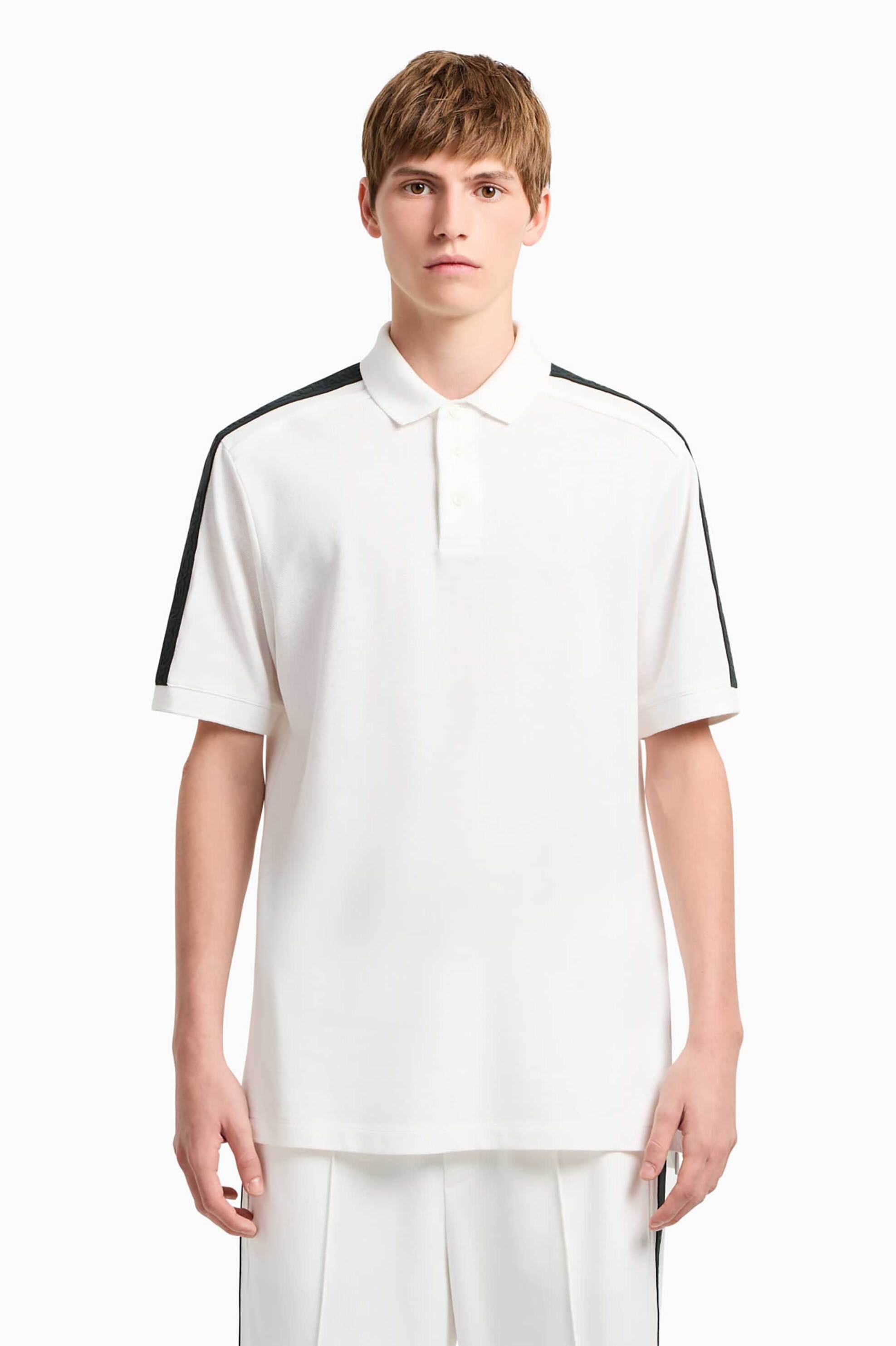 Armani Exchange ανδρική μπλούζα πόλο μονόχρωμη Regular Fit - XM000307AF10366 Λευκό