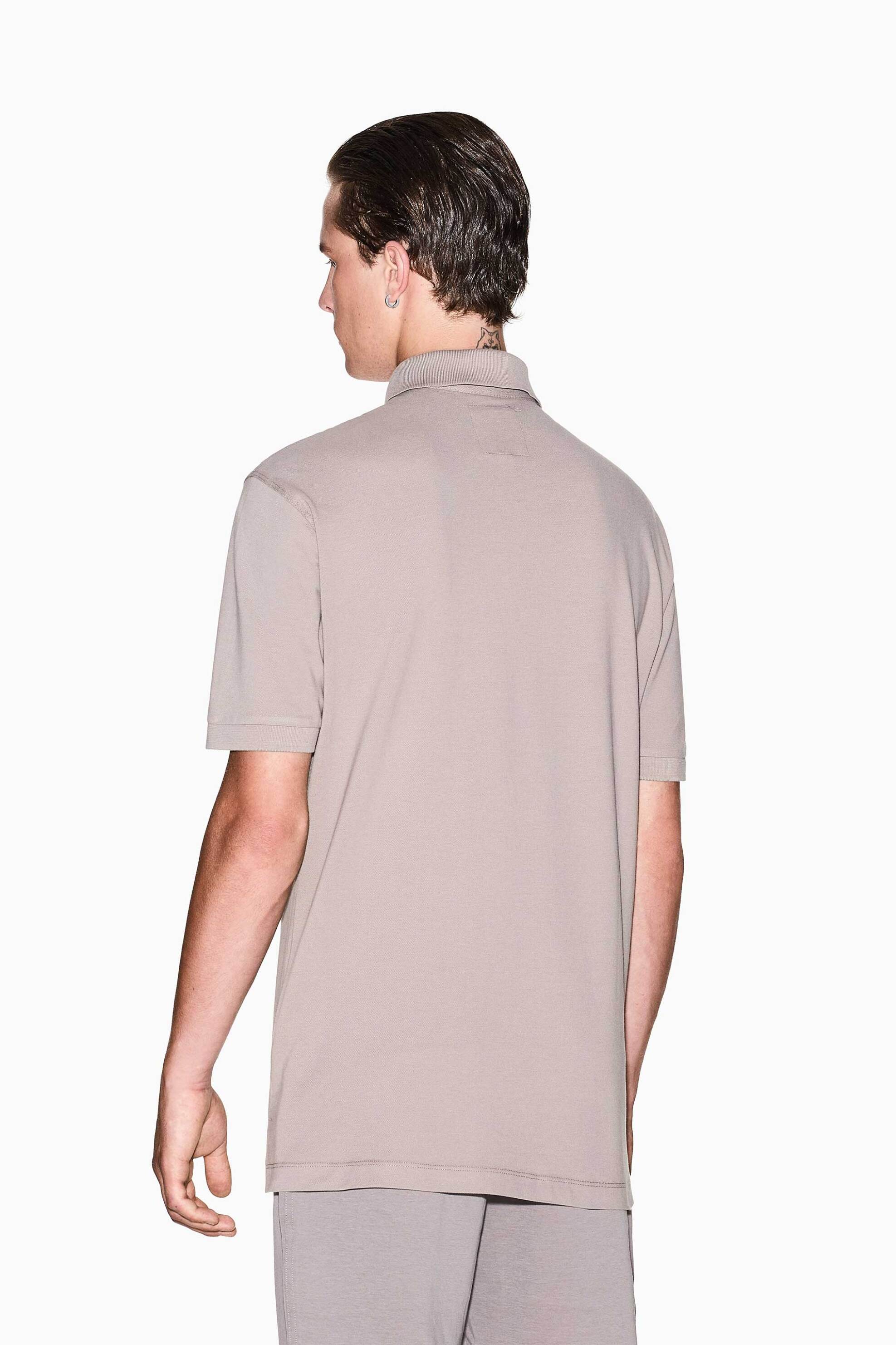 Armani Exchange Ανδρική Μπλούζα Πόλο Μονόχρωμη με Ανάγλυφο Λογότυπο Regular Fit - Xm000367Af13022 Μπεζ