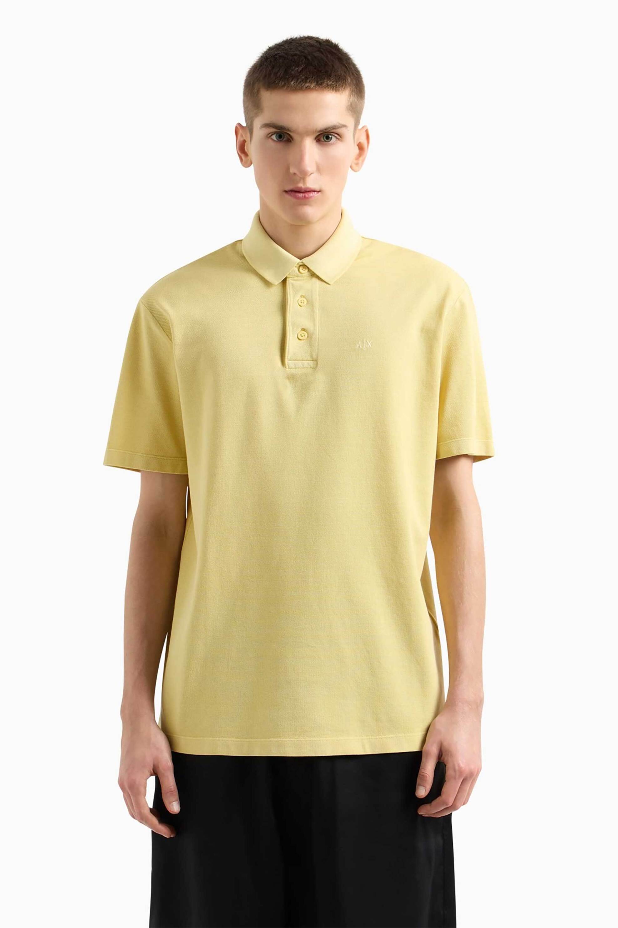 ARMANI EXCHANGE Armani Exchange ανδρική μπλούζα πόλο μονόχρωμη με ανάγλυφο λογότυπο Regular Fit - XM000509AF13055 Μπεζ