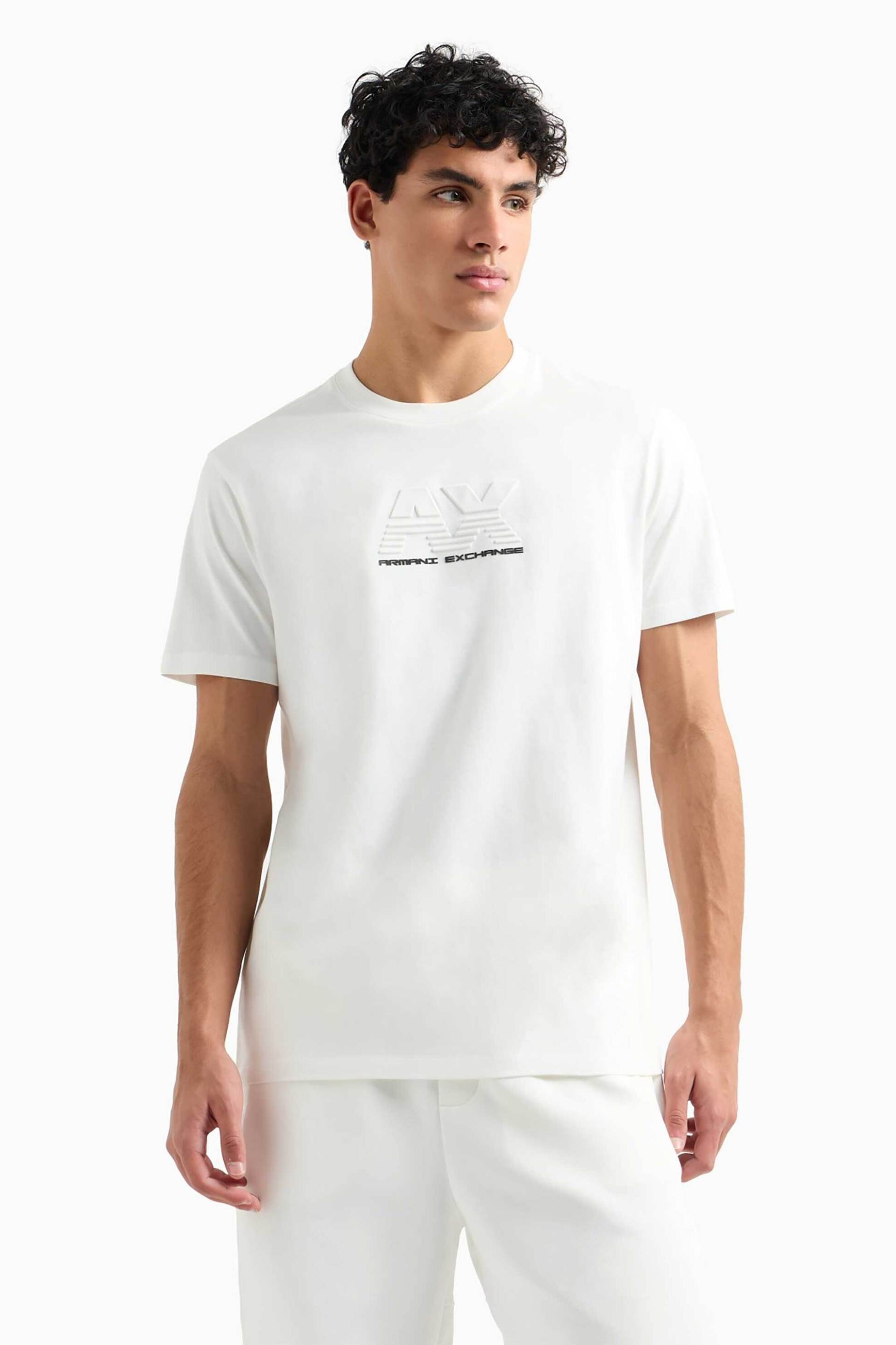 ARMANI EXCHANGE Armani Exchange ανδρικό T-shirt μονόχρωμο με λογότυπο - XM000544AF10361 Λευκό