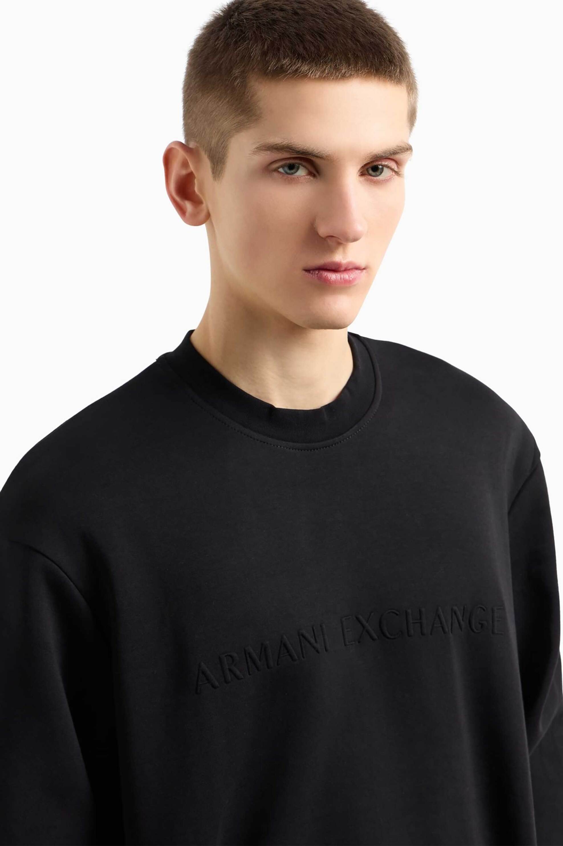 Armani Exchange ανδρική μπλούζα φούτερ μονόχρωμη - XM000733AF13047 Μαύρο φωτογραφία
