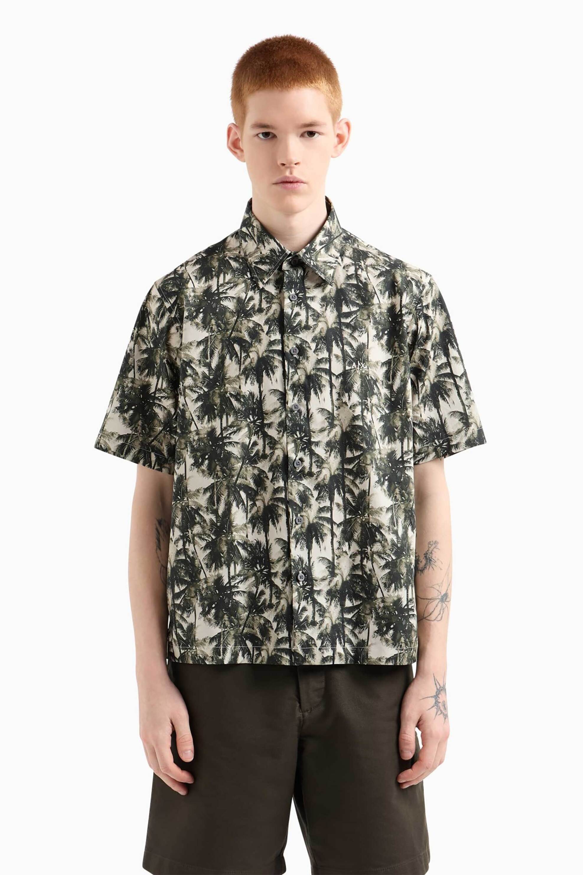 ARMANI EXCHANGE Armani Exchange ανδρικό πουκάμισο κοντομάνικο με floral print - XM001240AF14869 Γκρι