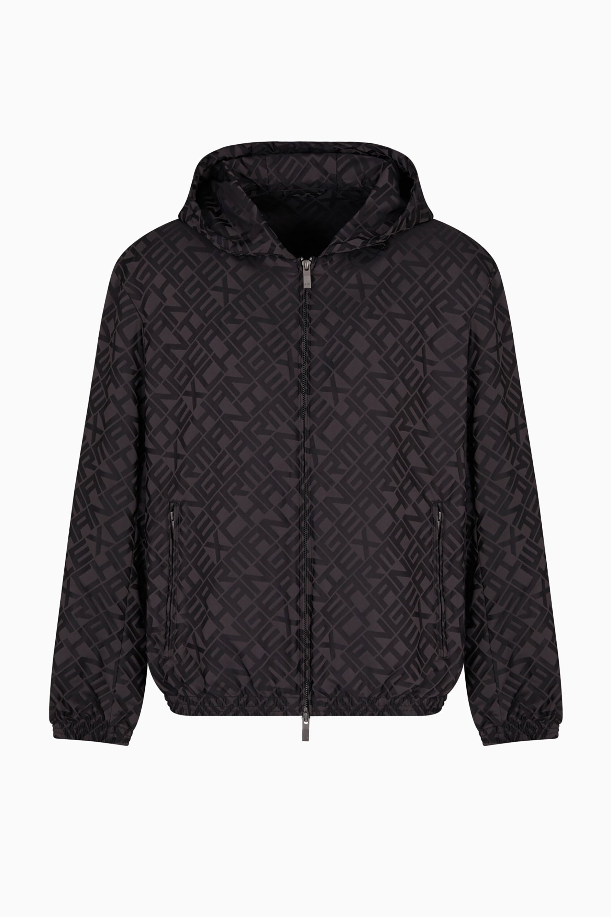 ARMANI EXCHANGE Armani Exchange ανδρική ζακέτα φούτερ με κουκούλα και all-over logo Regular Fit - XM000446AF13096 Μαύρο