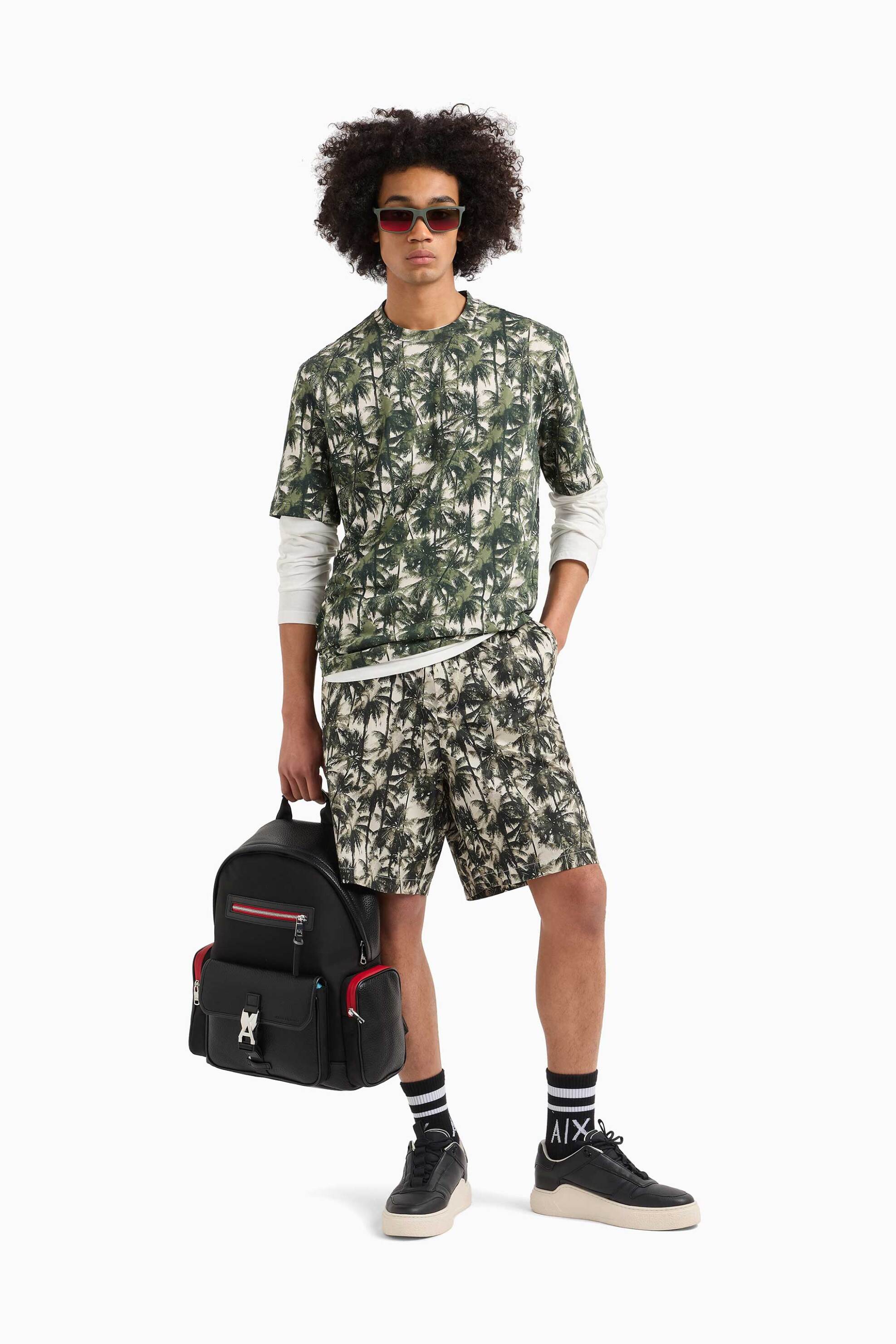 Armani Exchange ανδρική βερμούδα με floral print και ελαστική μέση - XM000427AF14869 Κυπαρισσί