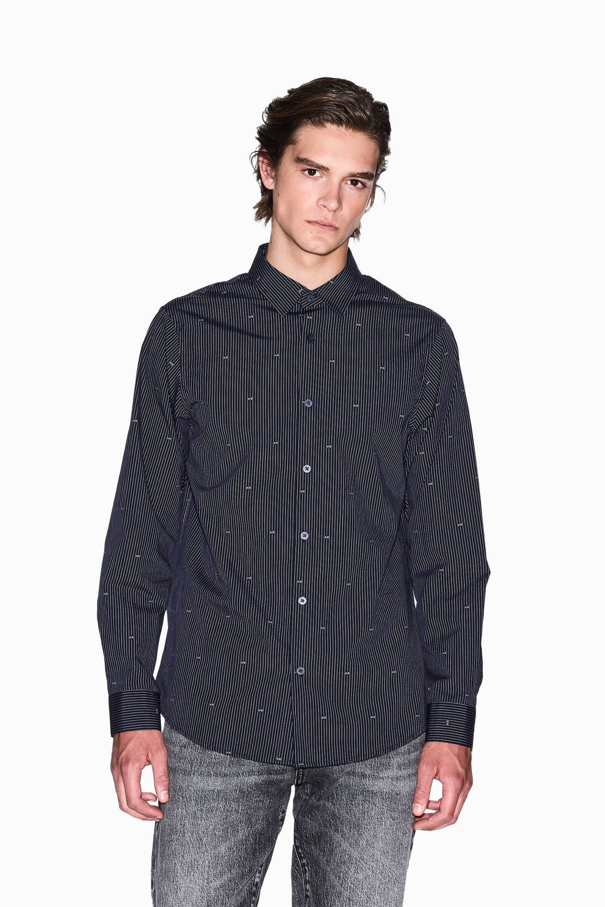 Armani Exchange ανδρικό πουκάμισο με μικροσχέδιο - XM000719AF13206 Μπλε Σκούρο