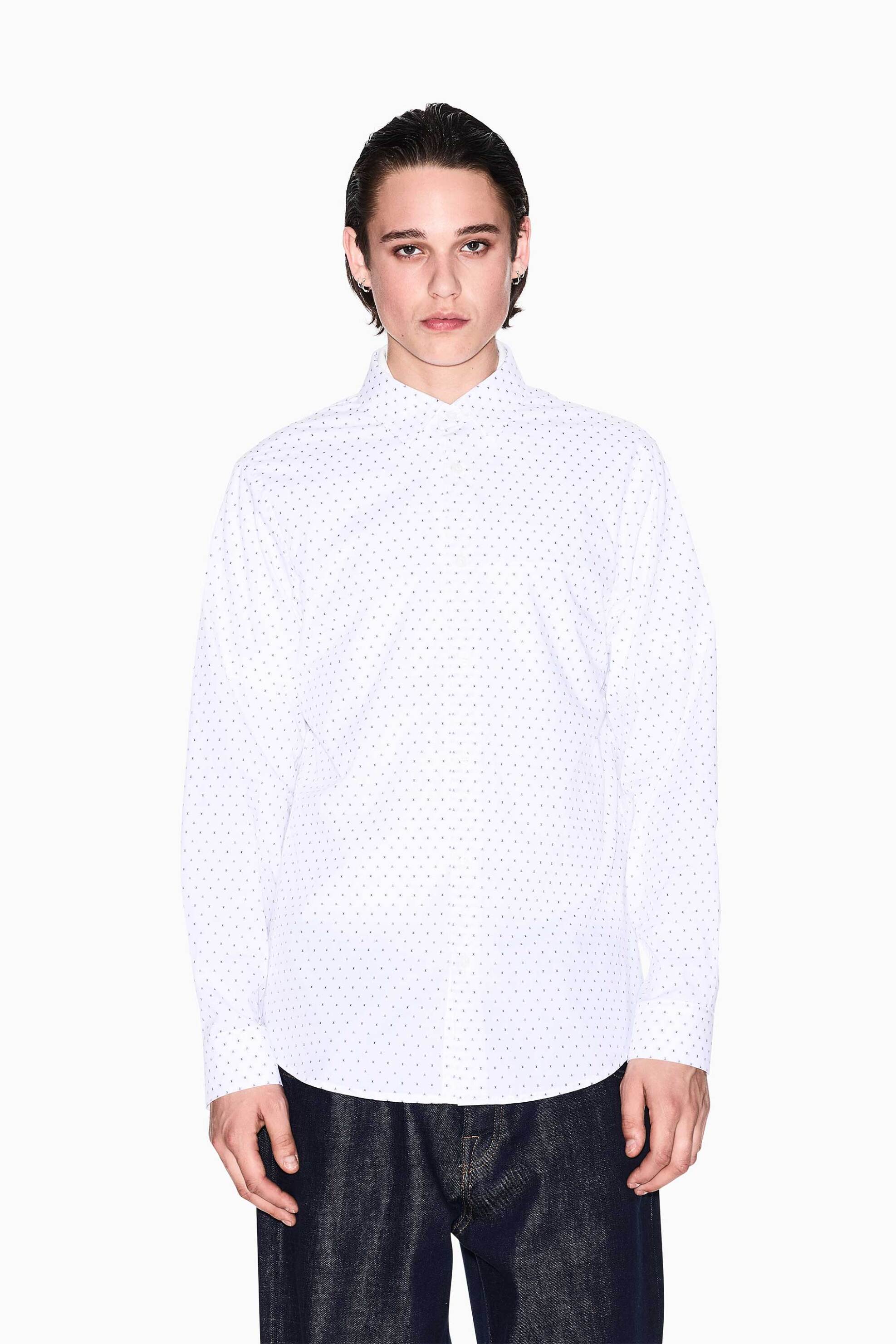 Armani Exchange ανδρικό πουκάμισο με μικροσχέδιο - XM000719AF13206 Λευκό