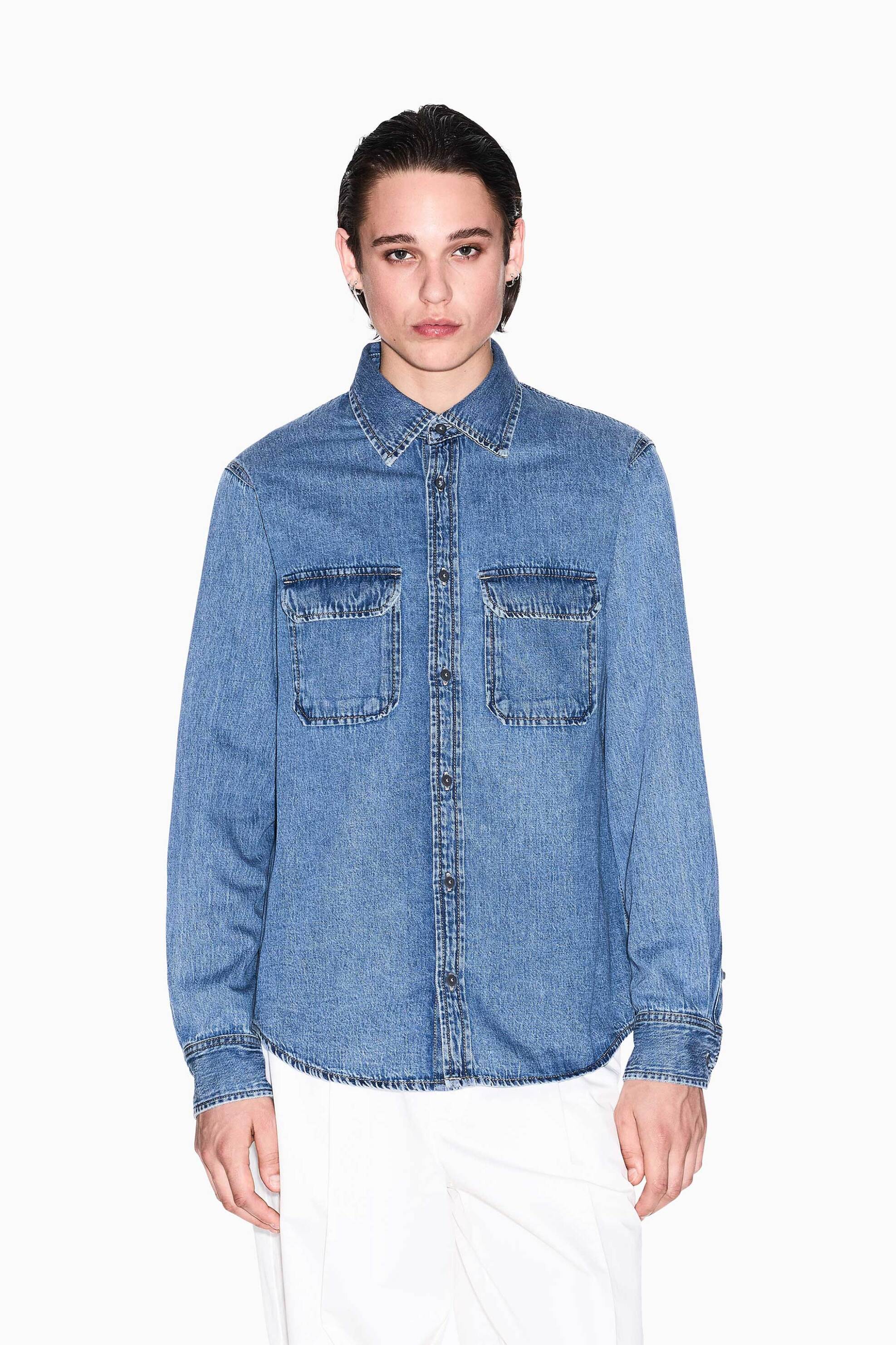 Armani Exchange ανδρικό denim πουκάμισο - XM001238AF15123 Denim Blue