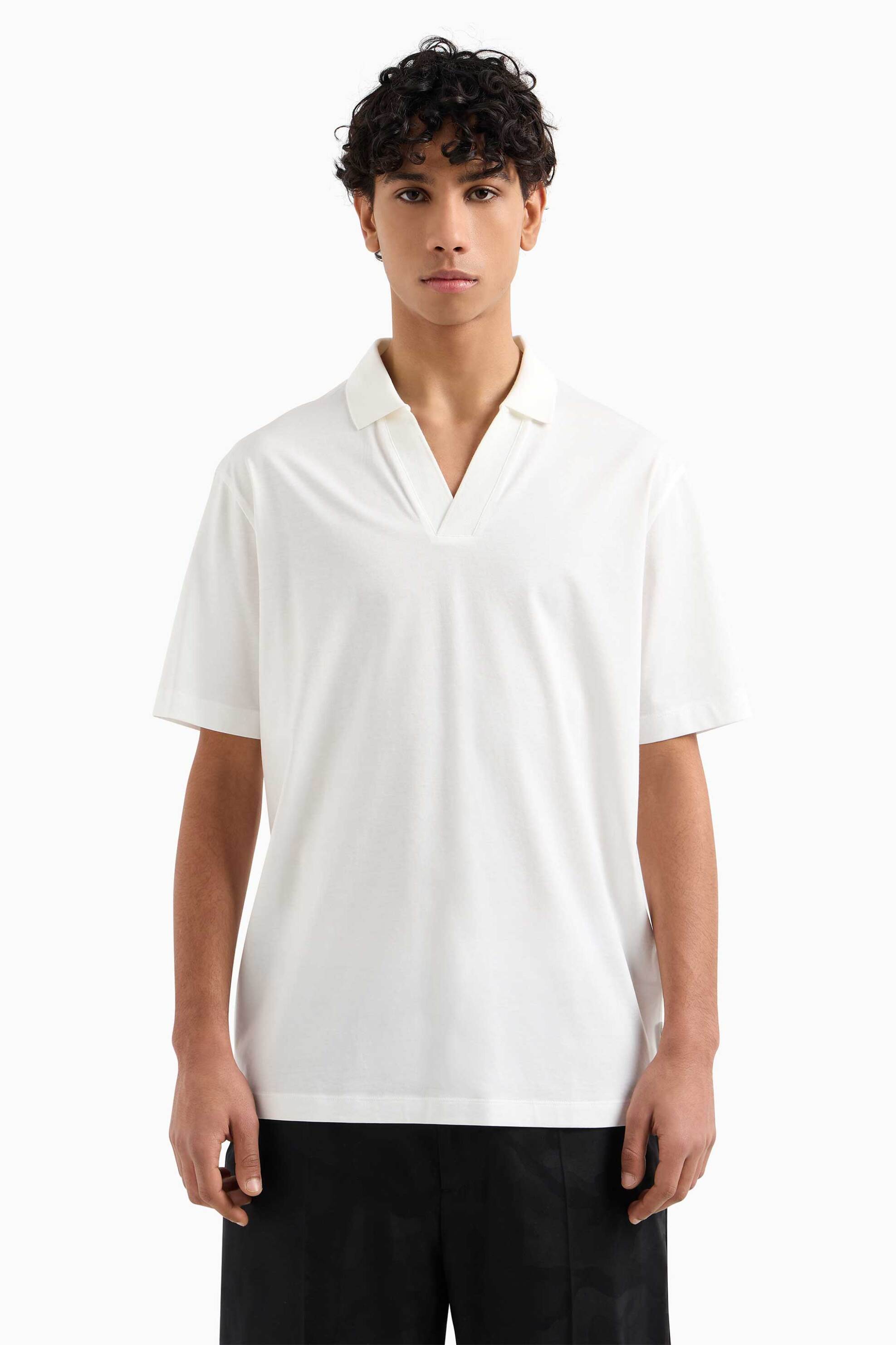 Armani Exchange ανδρική πόλο μπλούζα πικέ - XM000717AF13181 Λευκό
