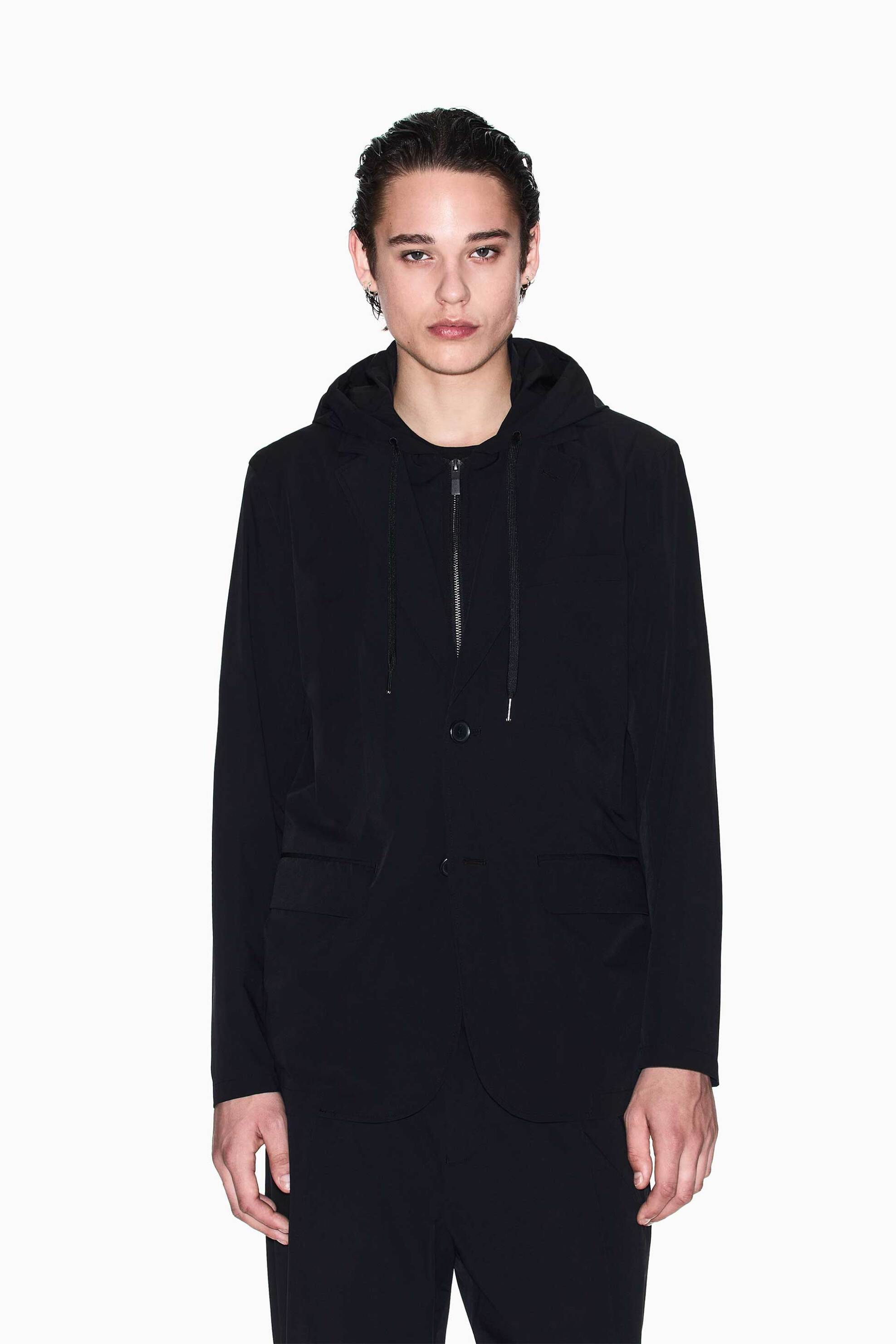 ARMANI EXCHANGE Armani Exchange ανδρικό jacket με κουκούλα και εσωτερική επένδυση με φερμουάρ - XM000212AF10357 Μαύρο