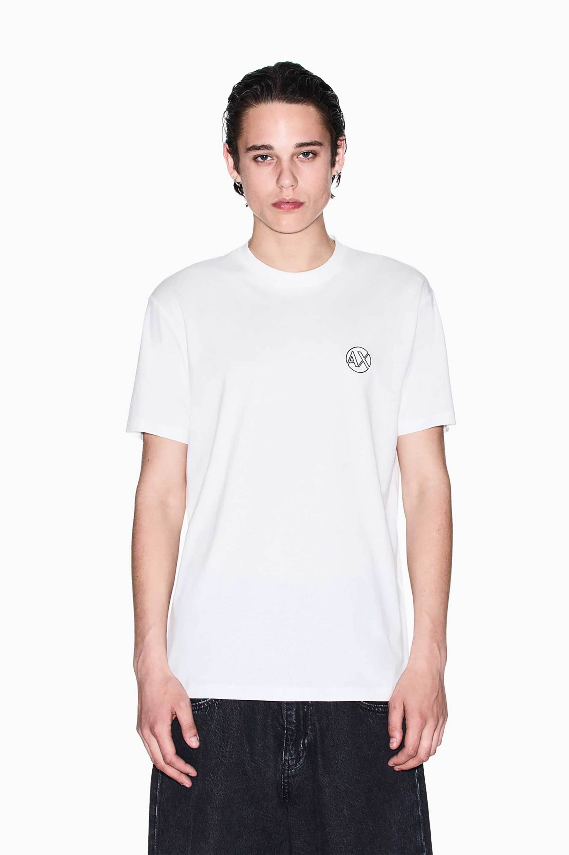 Armani Exchange ανδρικό T-shirt μονόχρωμο με λογότυπο Regular Fit - XM000558AF10358 Λευκό