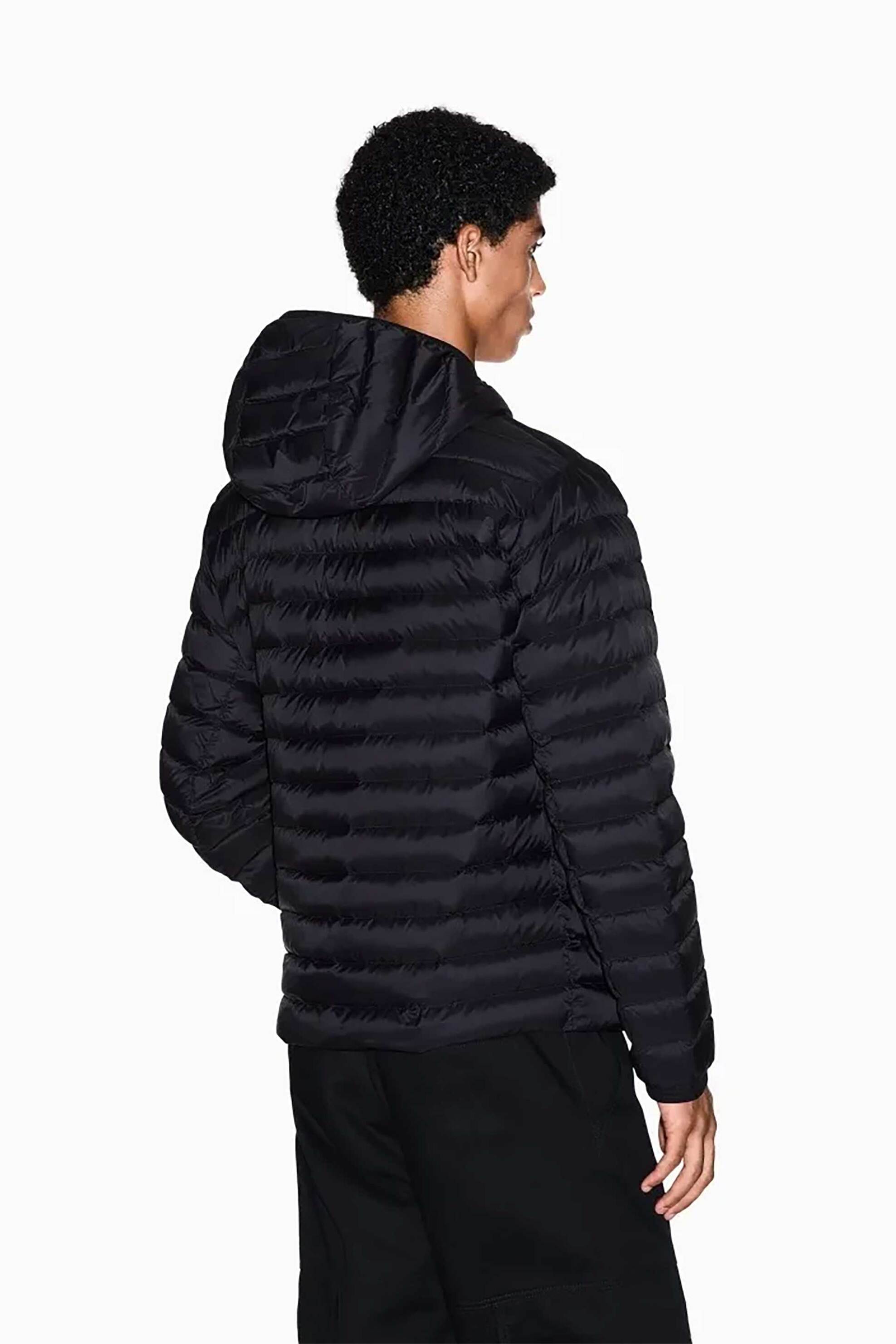 Armani Exchange Ανδρικό Μπουφάν με Καπιτονέ Σχέδιο Και Κουκούλα Regular Fit - Xm001577Af16927 Μαύρο