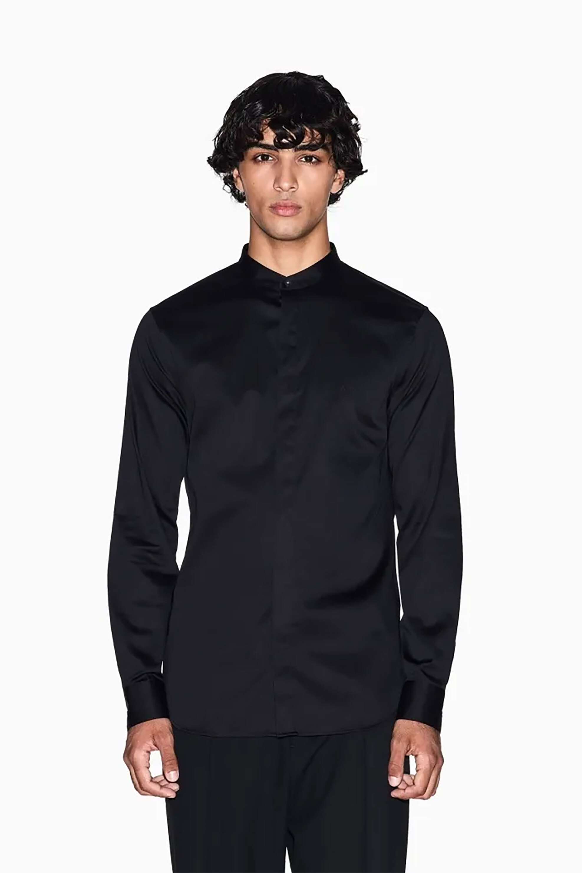 Armani Exchange ανδρικό πουκάμισο με μάο γιακά - XM001503AF10192 Μαύρο