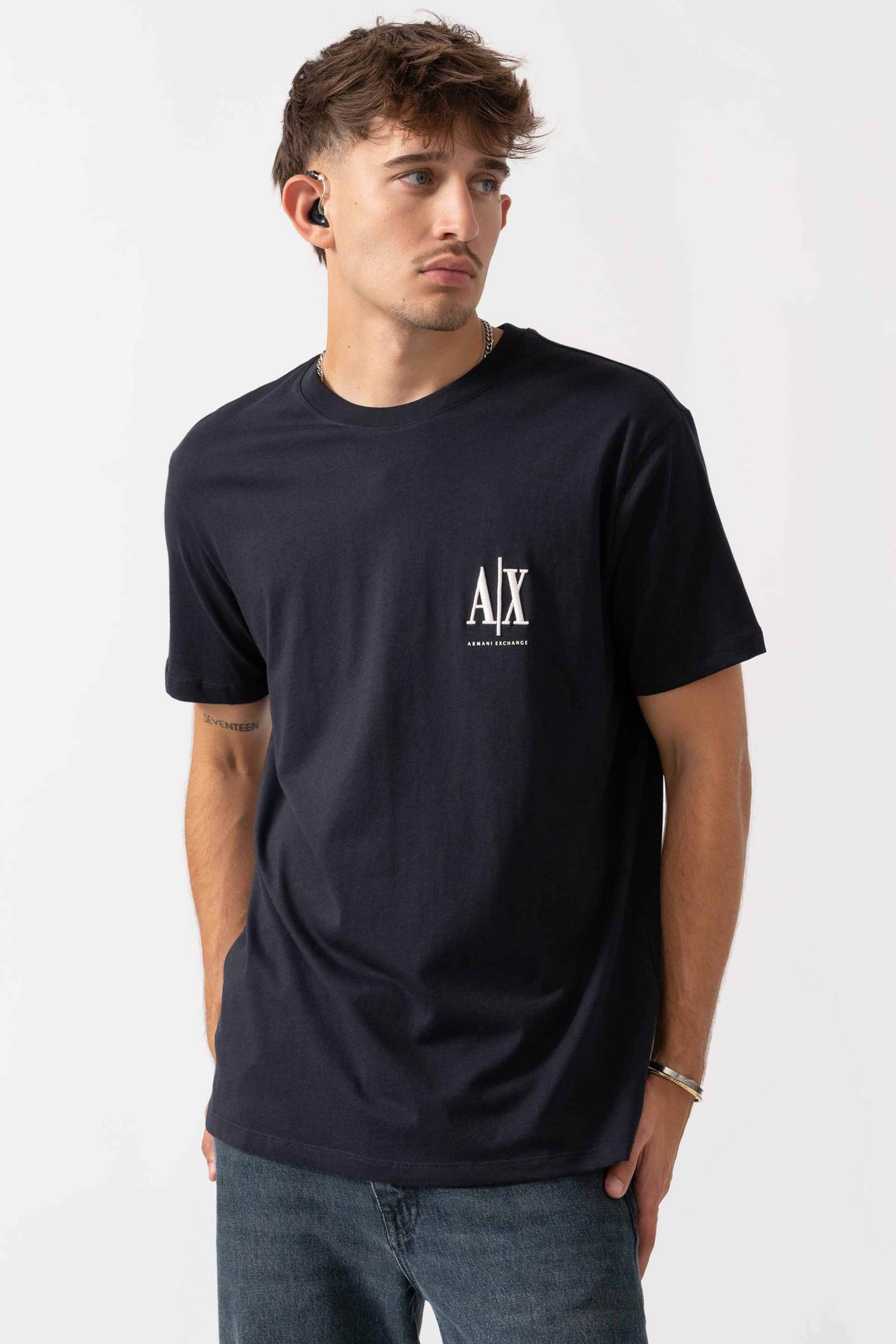 Armani Exchange ανδρικό T-shirt με λογότυπο - XM000365AF12308 Σκούρο Μπλε