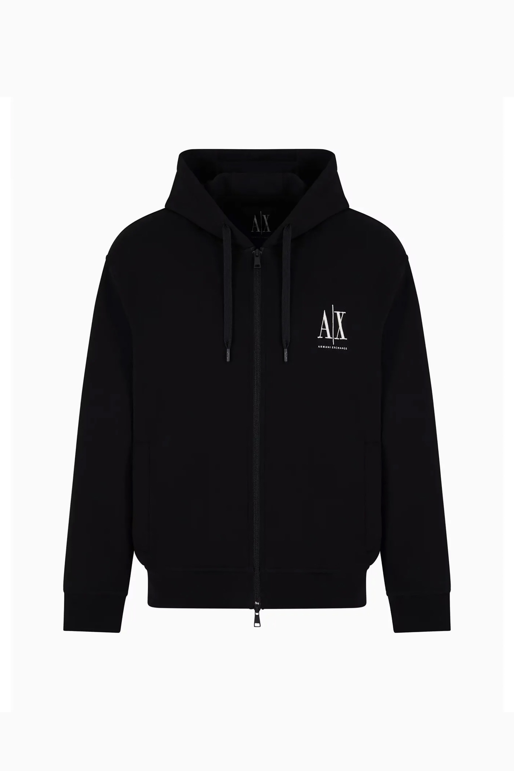 Armani Exchange ανδρική ζακέτα φούτερ με κουκούλα και λογότυπο - XM000371AF10818 Μαύρο