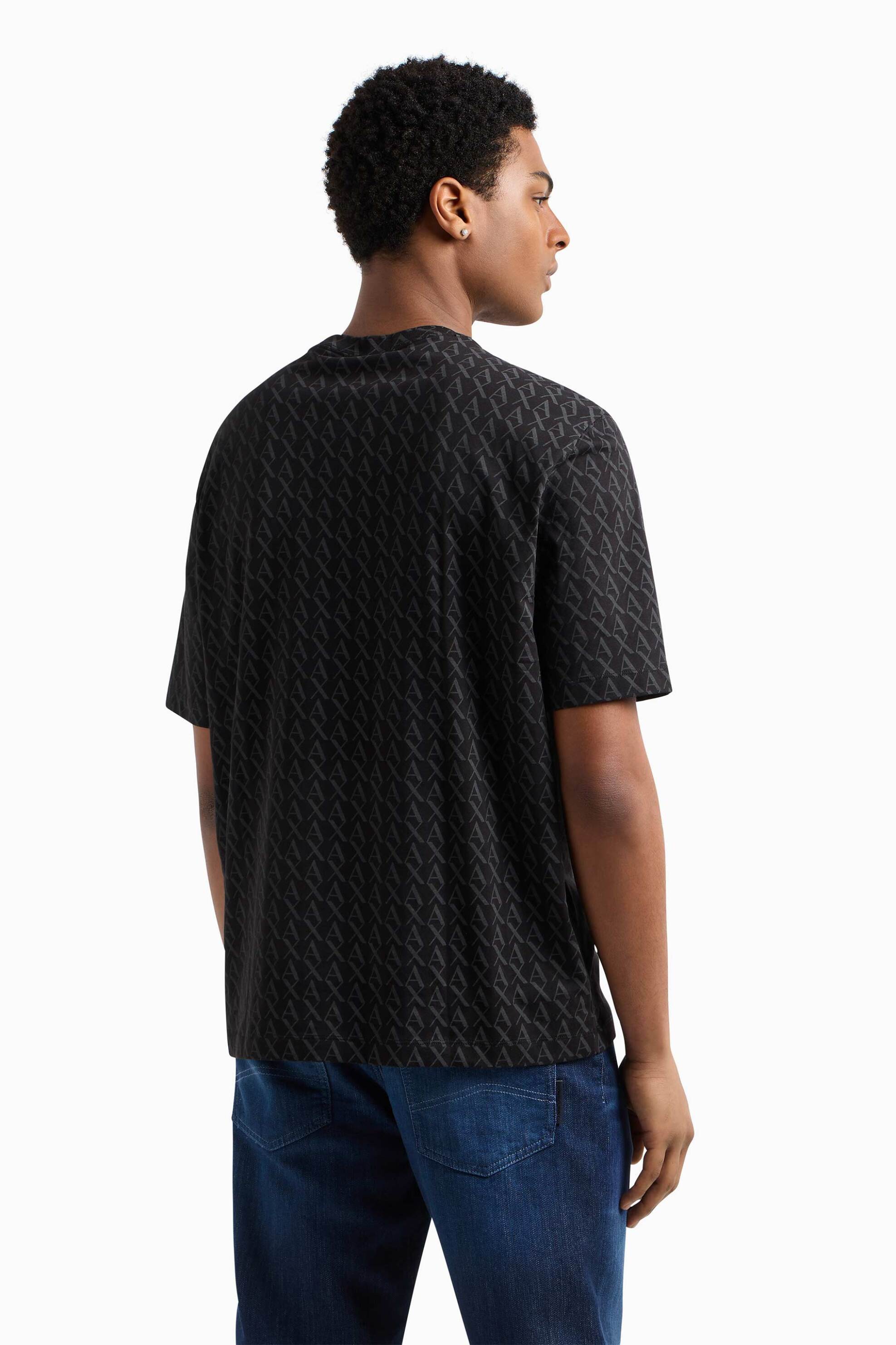 Armani Exchange Ανδρικό T-Shirt με All-Over Monogram Pattern Regular Fit - Xm001228Af10356 Ανθρακί