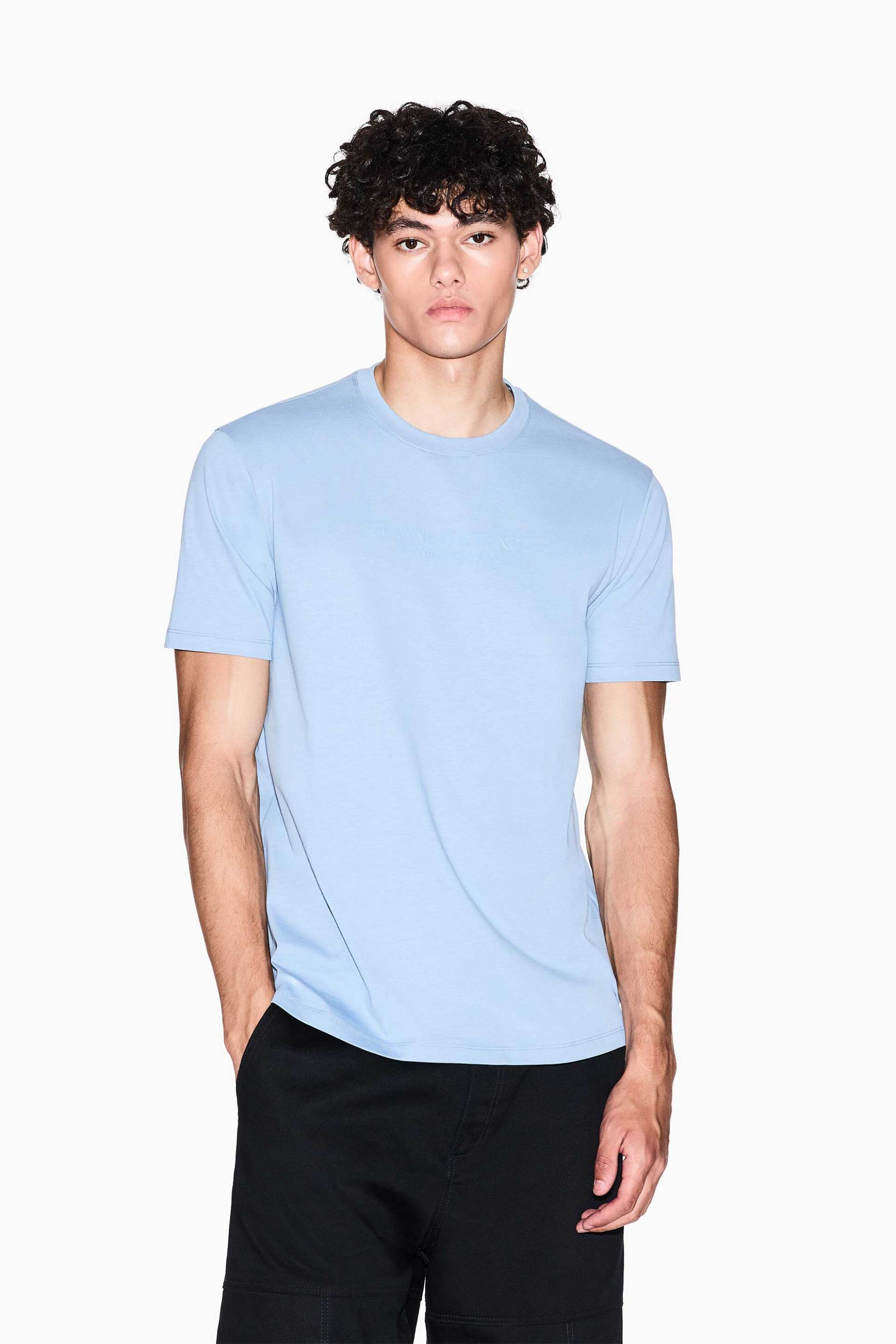 Armani Exchange ανδρικό T-shirt με λογότυπο Regular Fit - XM001280AF10361 Γαλάζιο