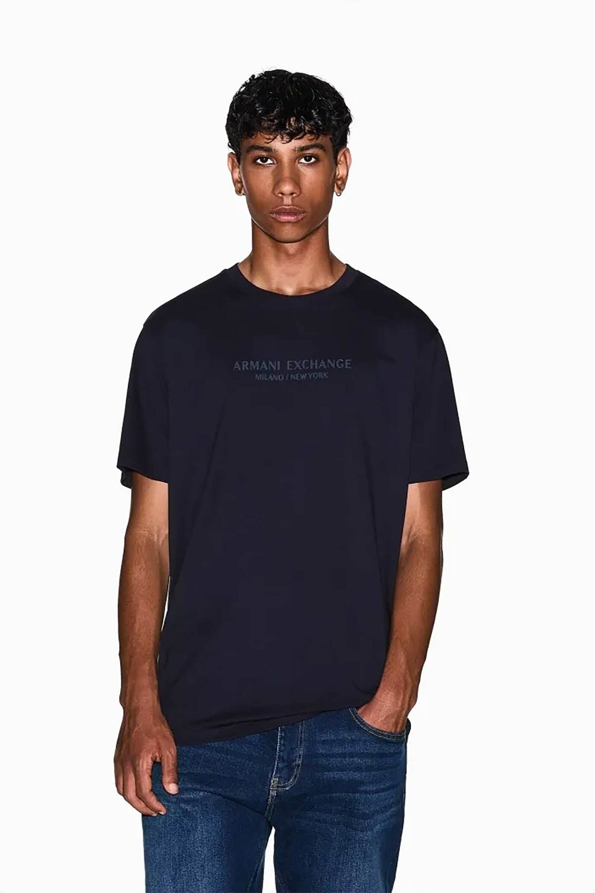 Armani Exchange ανδρικό T-shirt με λογότυπο Regular Fit - XM001280AF10361 Σκούρο Μπλε