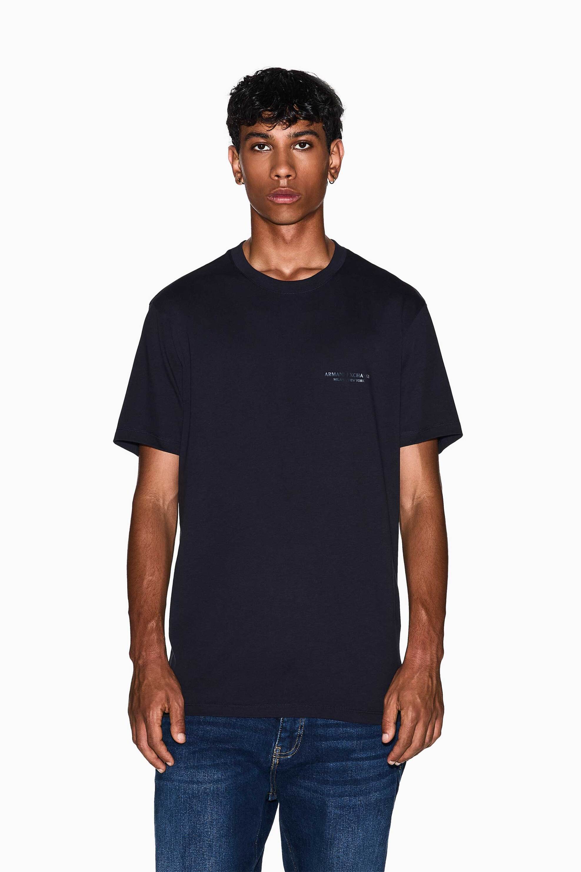 Armani Exchange ανδρικό T-shirt με λογότυπο Regular Fit - XM001281AF10361 Σκούρο Μπλε