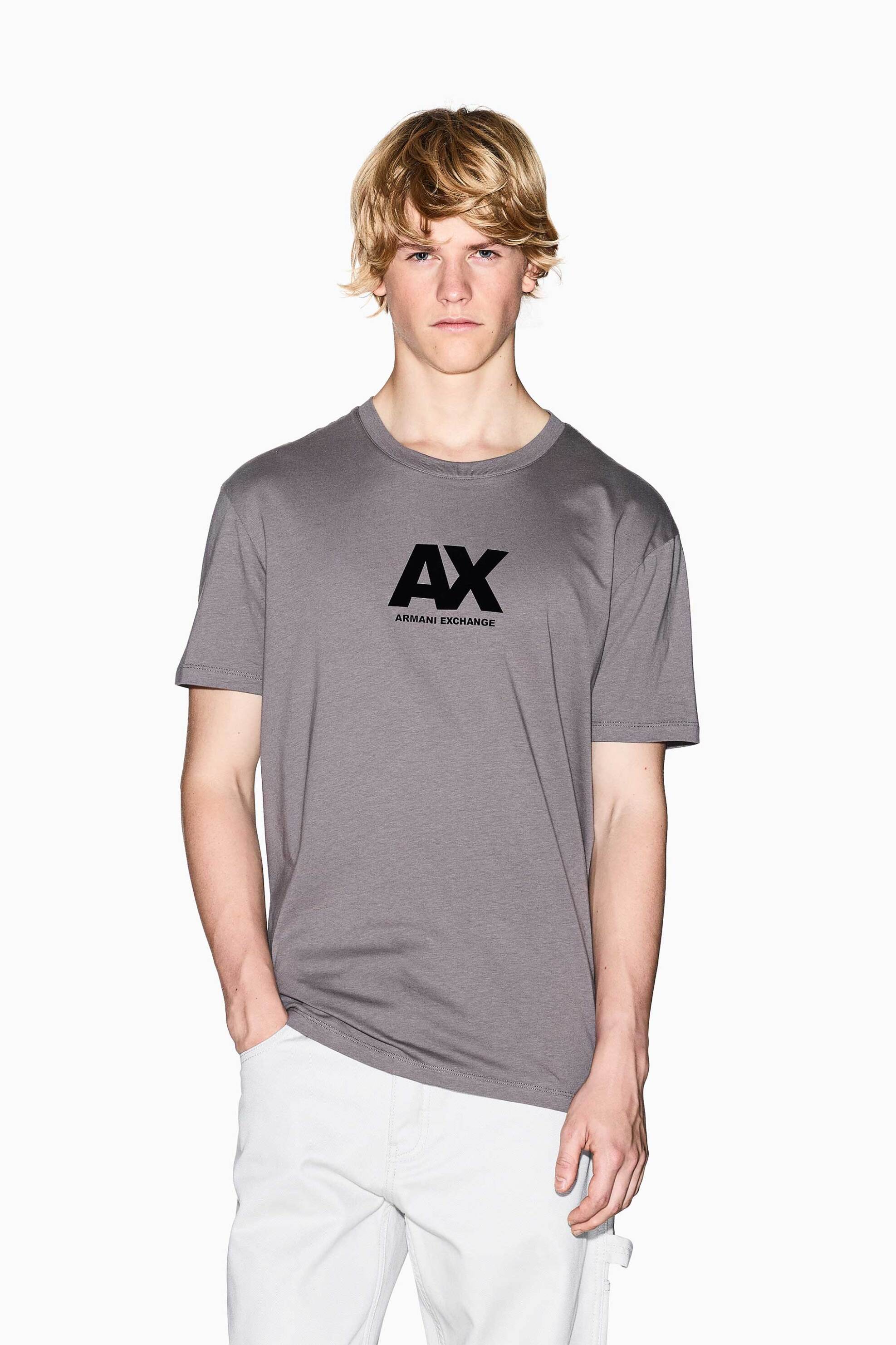 Armani Exchange ανδρικό T-shirt με λογότυπο Regular Fit - XM001403AF16432 Γκρι