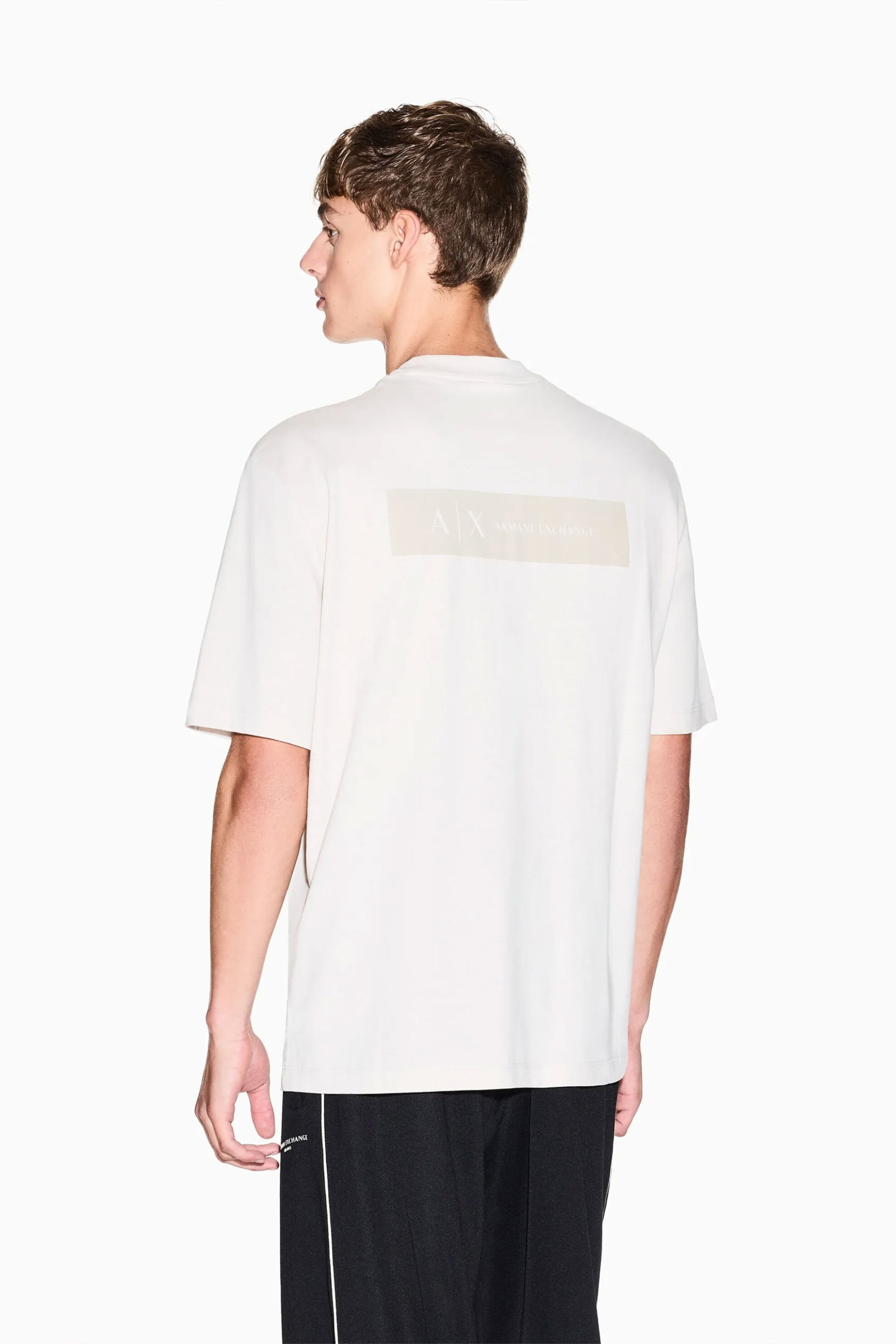 Armani Exchange ανδρικό T-shirt μονόχωμο με logo patch - XM001426AF10362 Λευκό φωτογραφία