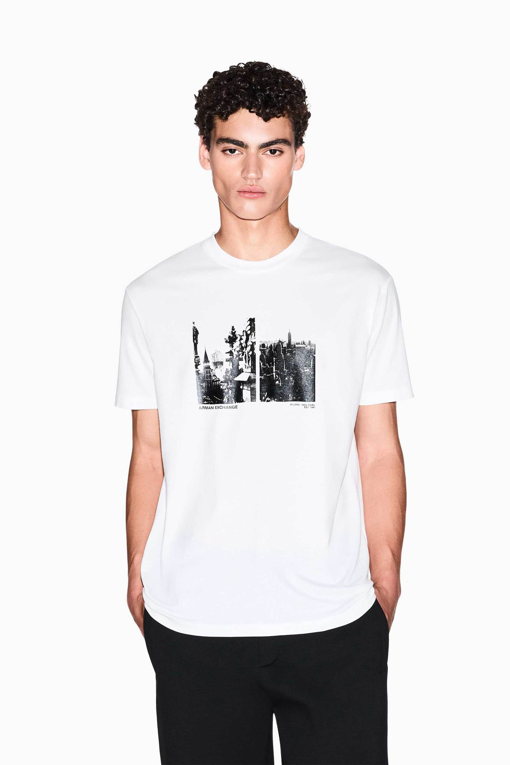 Armani Exchange ανδρικό T-shirt με graphic print Regular Fit - XM001461AF10358 Λευκό