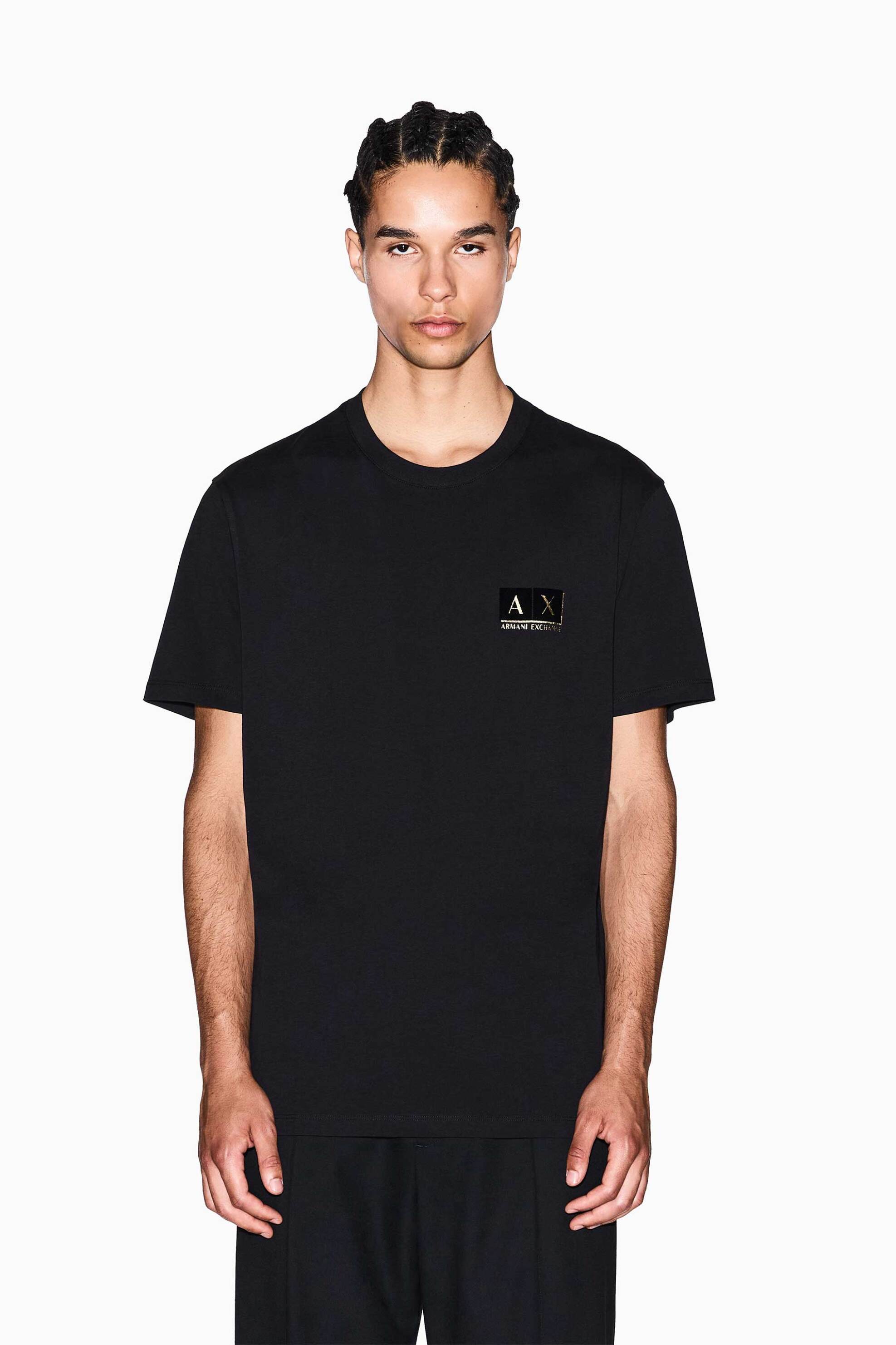 Armani Exchange ανδρικό T-shirt με λογότυπο Regular Fit - XM001911AF10356 Μαύρο