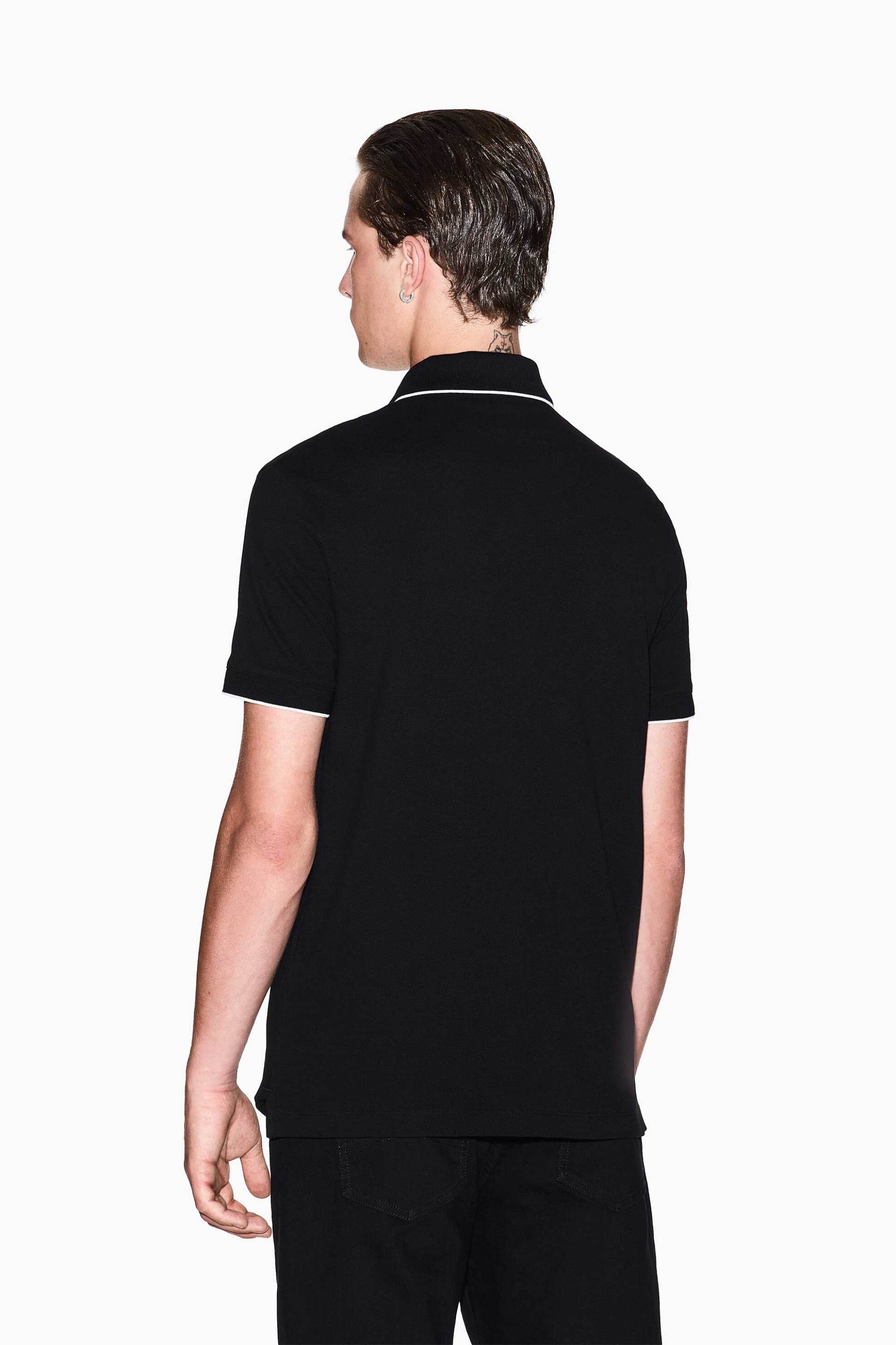 Armani Exchange Ανδρική Κοντομάνικη Μπλούζα Πόλο Πικέ με Λογότυπο Στην Πατιλέτα Slim Fit - Xm001285Af10366 Μαύρο