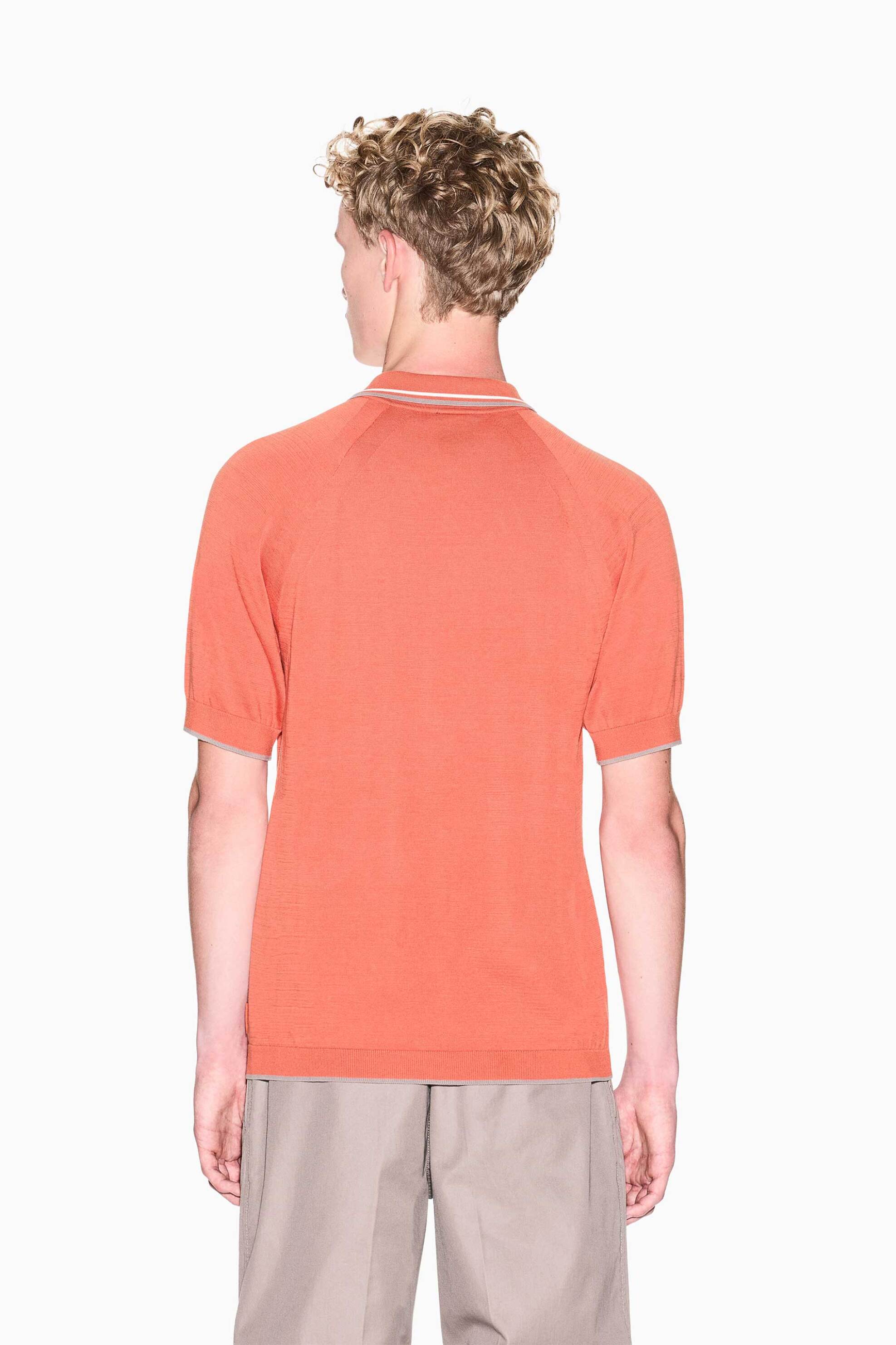 Armani Exchange Ανδρική Πλεκτή Μπλούζα Πόλο με Φερμουάρ Regular Fit - Xm001977Af20139 Πορτοκαλί