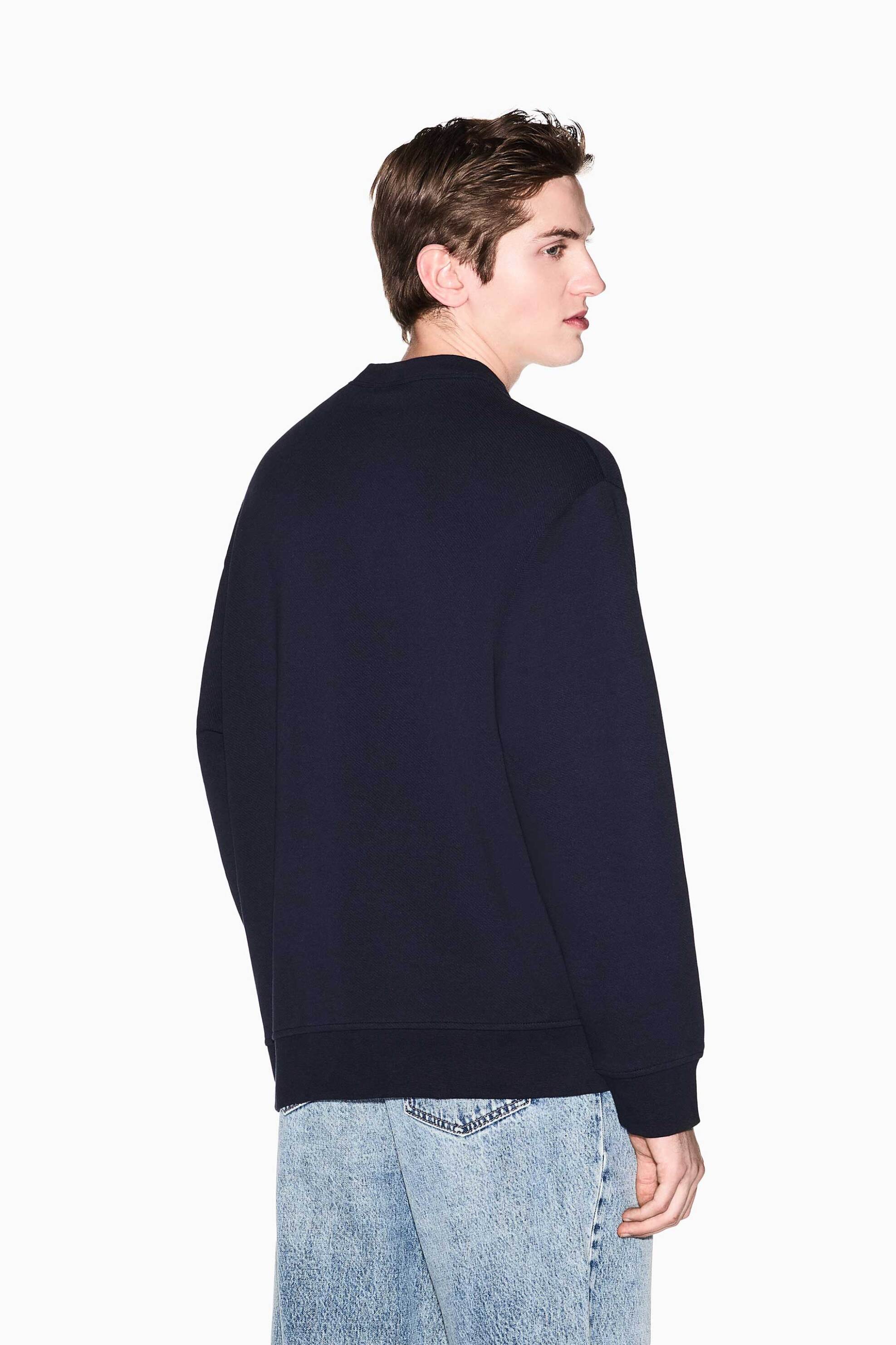 Armani Exchange Ανδρική Μπλούζα Φούτερ με Logo Patch Regular Fit - Xm002351Af21869 Σκούρο Μπλε