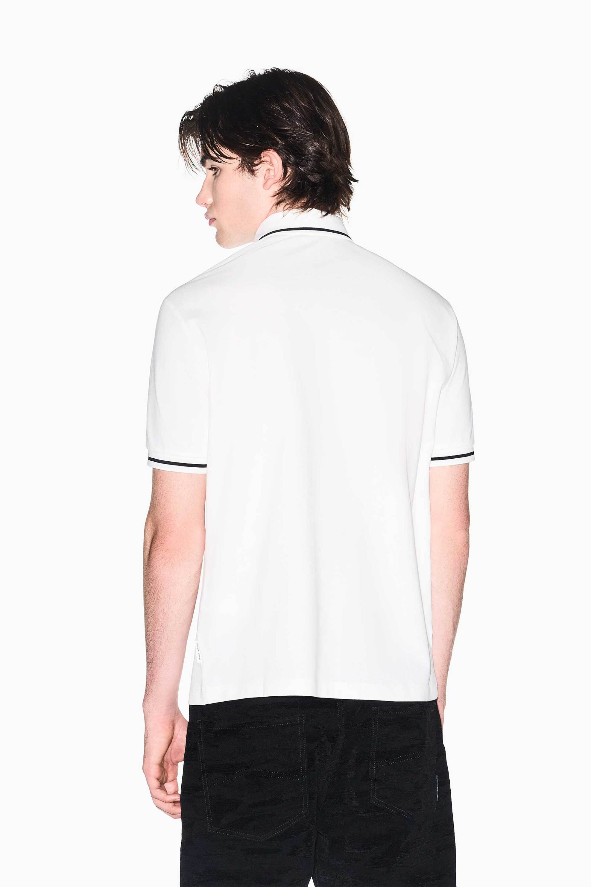 Armani Exchange Ανδρική Κοντομάνικη Μπλούζα Πόλο Πικέ με Κεντημένο Monogram Regular Fit - Xm002356Af13026 Λευκό