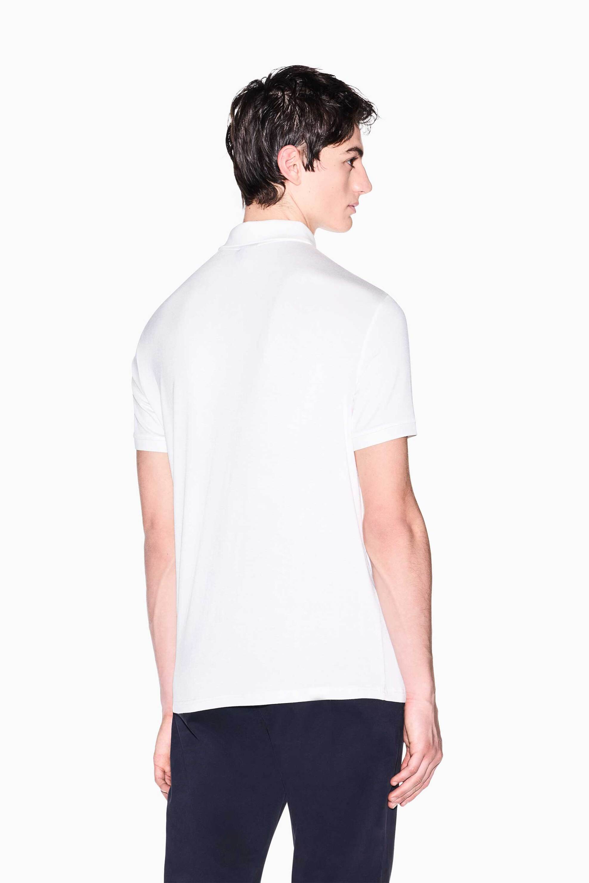 Armani Exchange Ανδρική Κοντομάνικη Μπλούζα Πόλο με Φερμουάρ Και Κεντημένο Monogram Regular Fit - Xm002372Af21936 Λευκό
