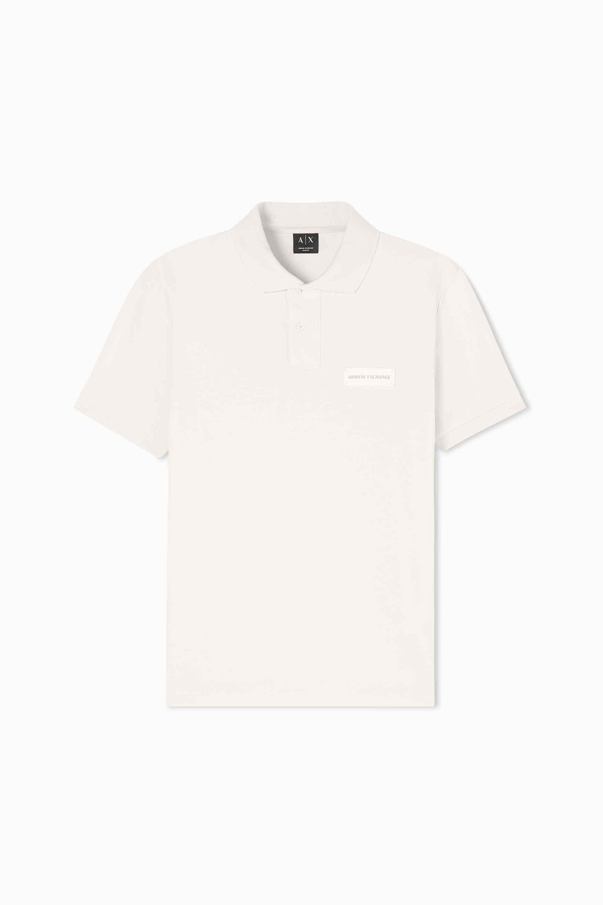 Armani Exchange ανδρική κοντομάνικη μπλούζα πόλο με logo patch Regular Fit - XM002390AF13026 Κρέμ