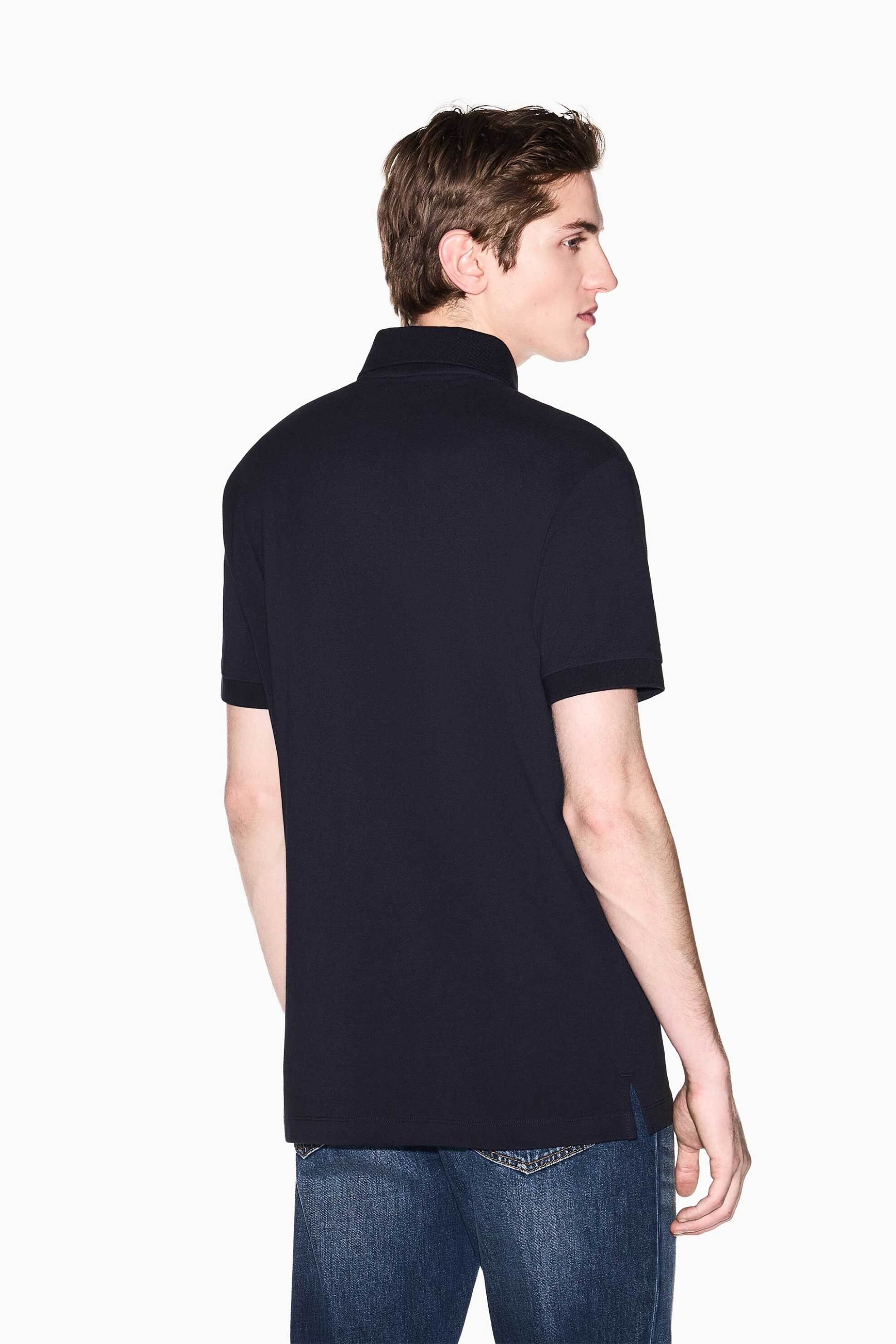 Armani Exchange Ανδρική Κοντομάνικη Μπλούζα Πόλο με Logo Patch Regular Fit - Xm002390Af13026 Σκούρο Μπλε