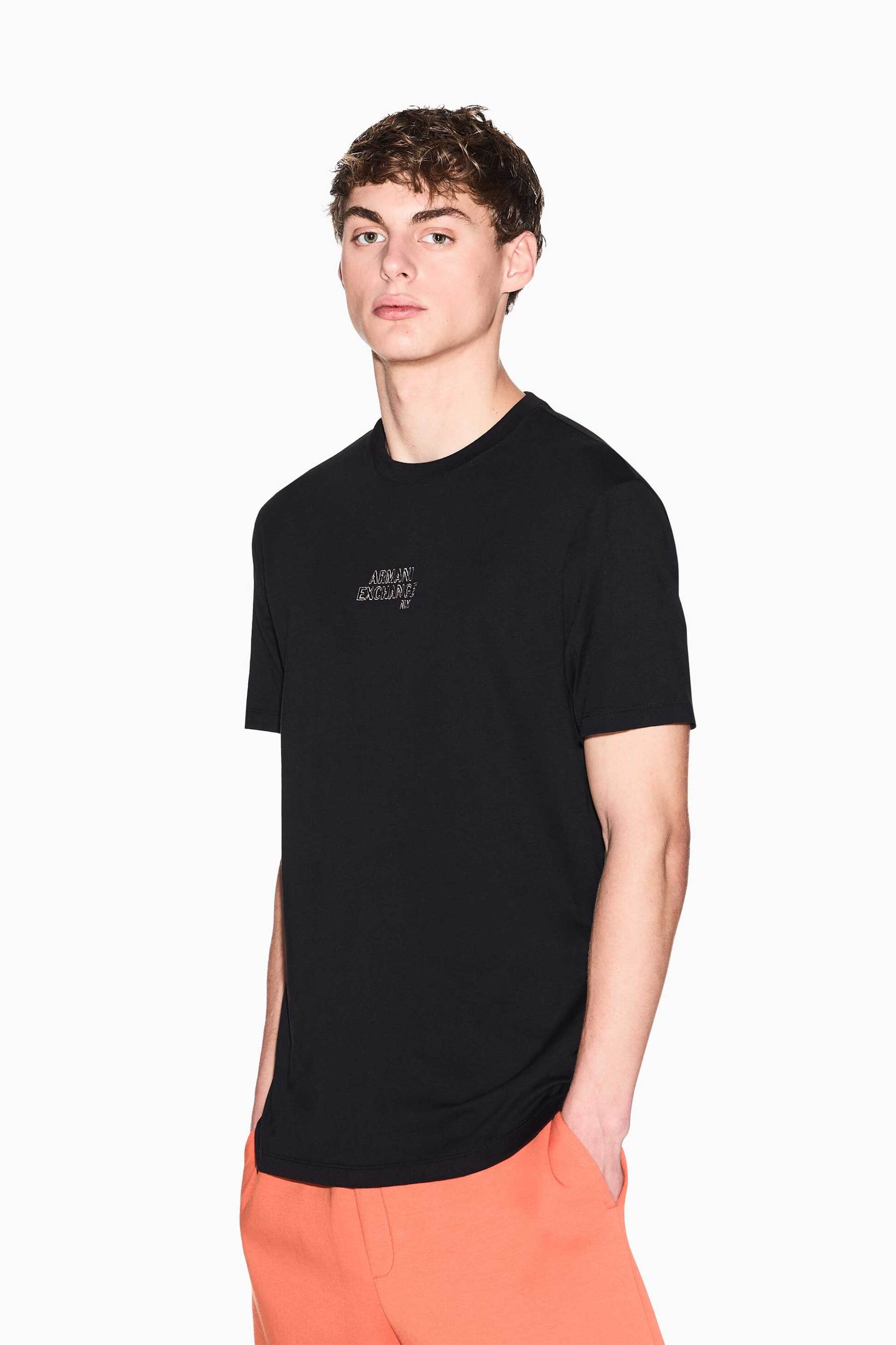 Armani Exchange ανδρικό T-shirt με λογότυπο Regular Fit - XM001784AF10356 Μαύρο