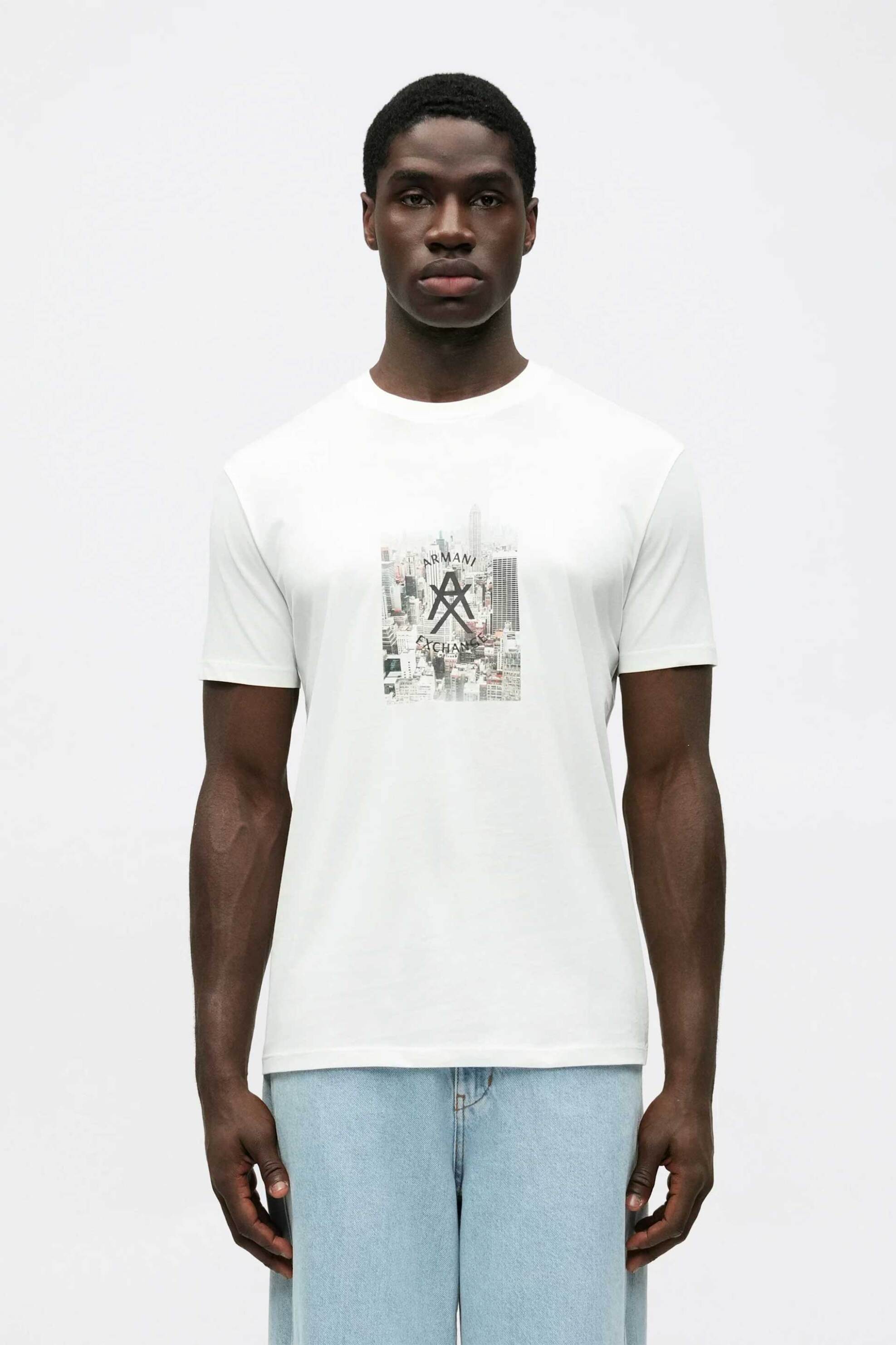Armani Exchange ανδρικό T-shirt με graphic logo print Regular Fit - XM002214AF10356 Λευκό