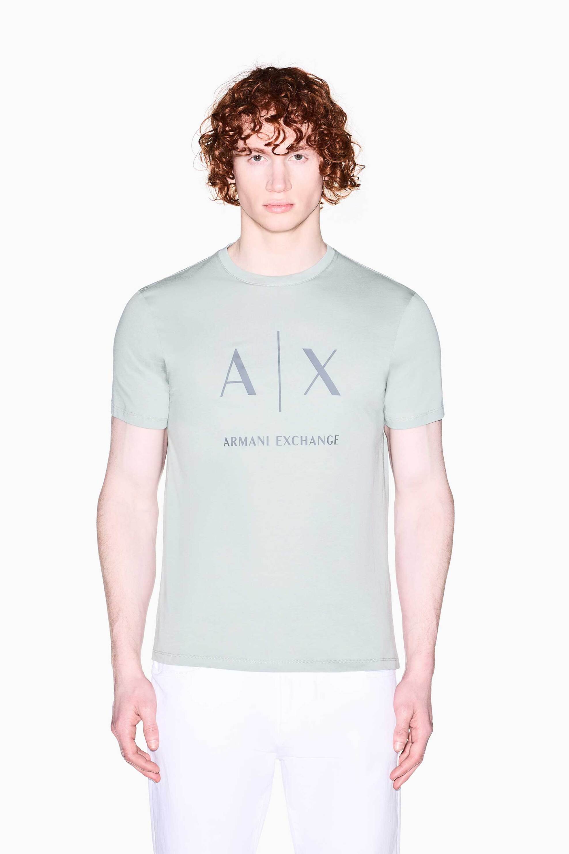 Armani Exchange ανδρικό T-shirt με logo print Slim Fit - XM002683AF10356 Πράσινο Μέντας
