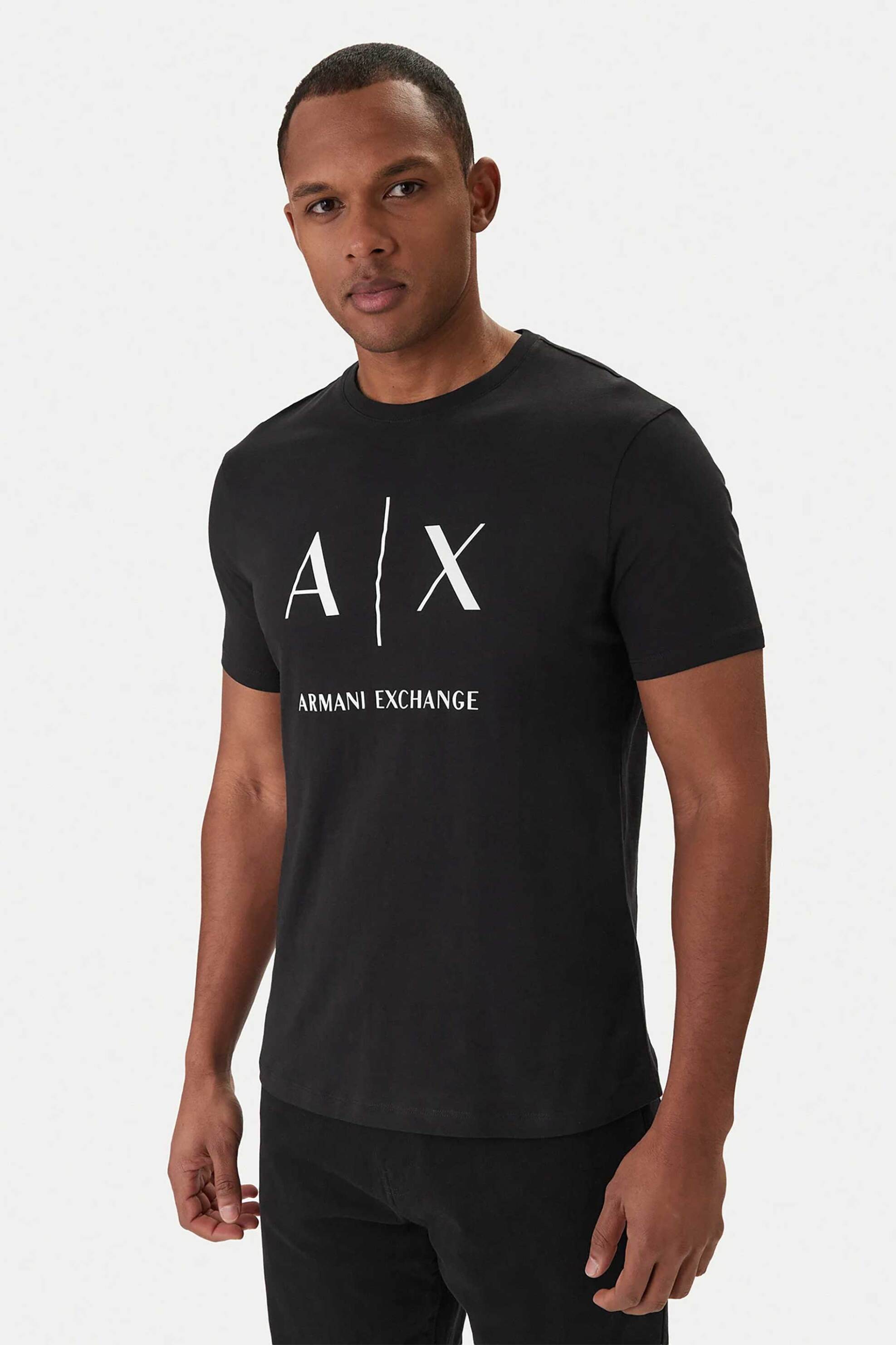 Armani Exchange ανδρικό T-shirt με logo print Slim Fit - XM002683AF10356 Μαύρο